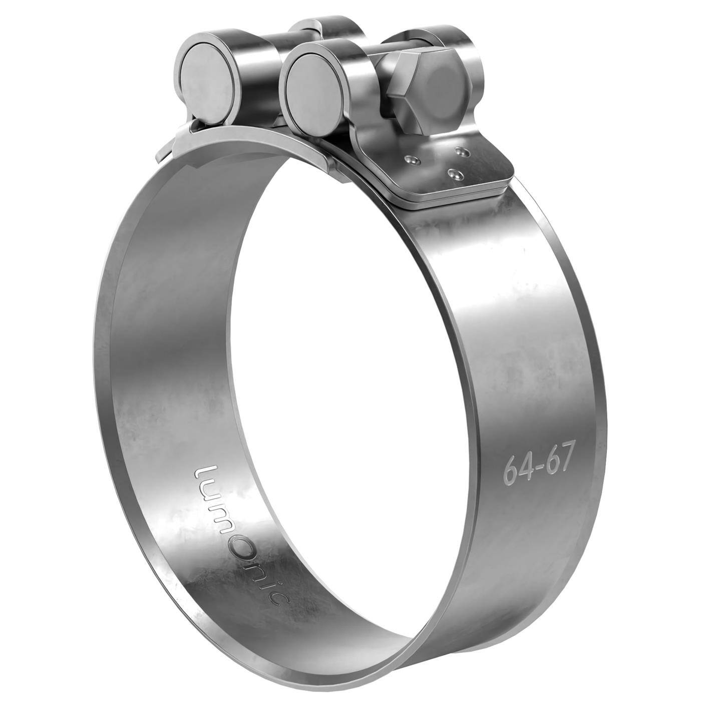 1x Lumonic Gelenkbolzenschelle Edelstahl 64-67mm V2A Auspuffschelle für Bau PKW LKW