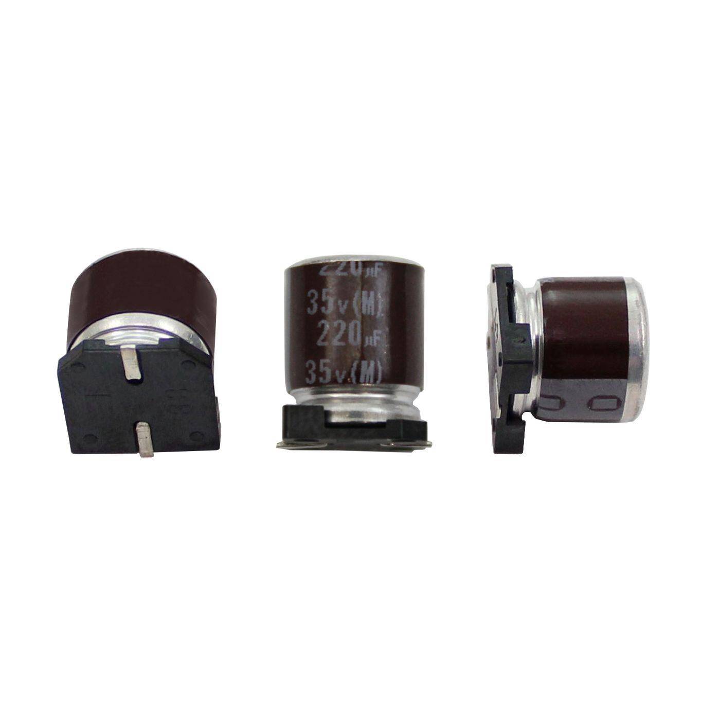 SMD Elko Kondensator 220µF 35V | Elektrolytkondensator bis zu einer Temperatur von 105°C | 8x10,5mm | 220uF RVZ-35V221MGA7TQ-R2 Elna