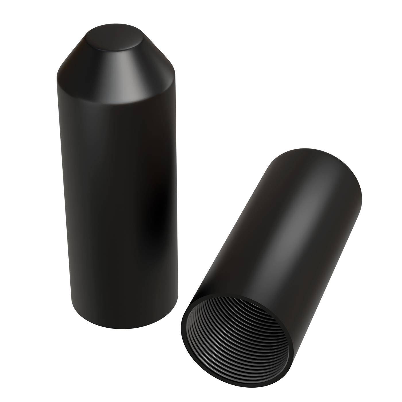 Heat-shrink end cap with adhesive 25 -> 8,5mm black Ratio 3:1 cross-linked polyolefin Shrink cap for cables, pipes and ropes