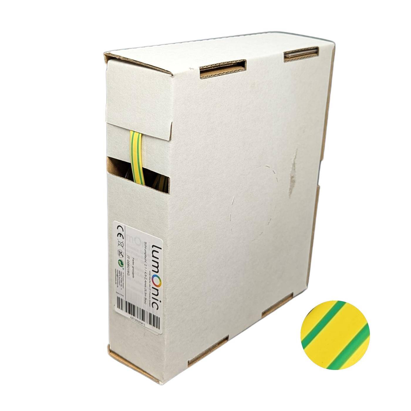 9,5m Heat shrink tubing Box 2:1 4,8 -> 2,4mm Green Yellow Flexible