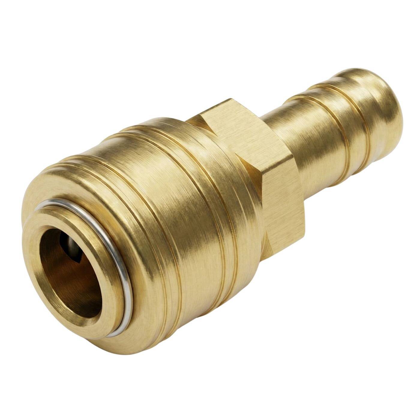Coupling socket with hose nozzle for 13mm hose made of brass Compressed air coupling socket Quick coupling for workshops, businesses and DIY enthusiasts