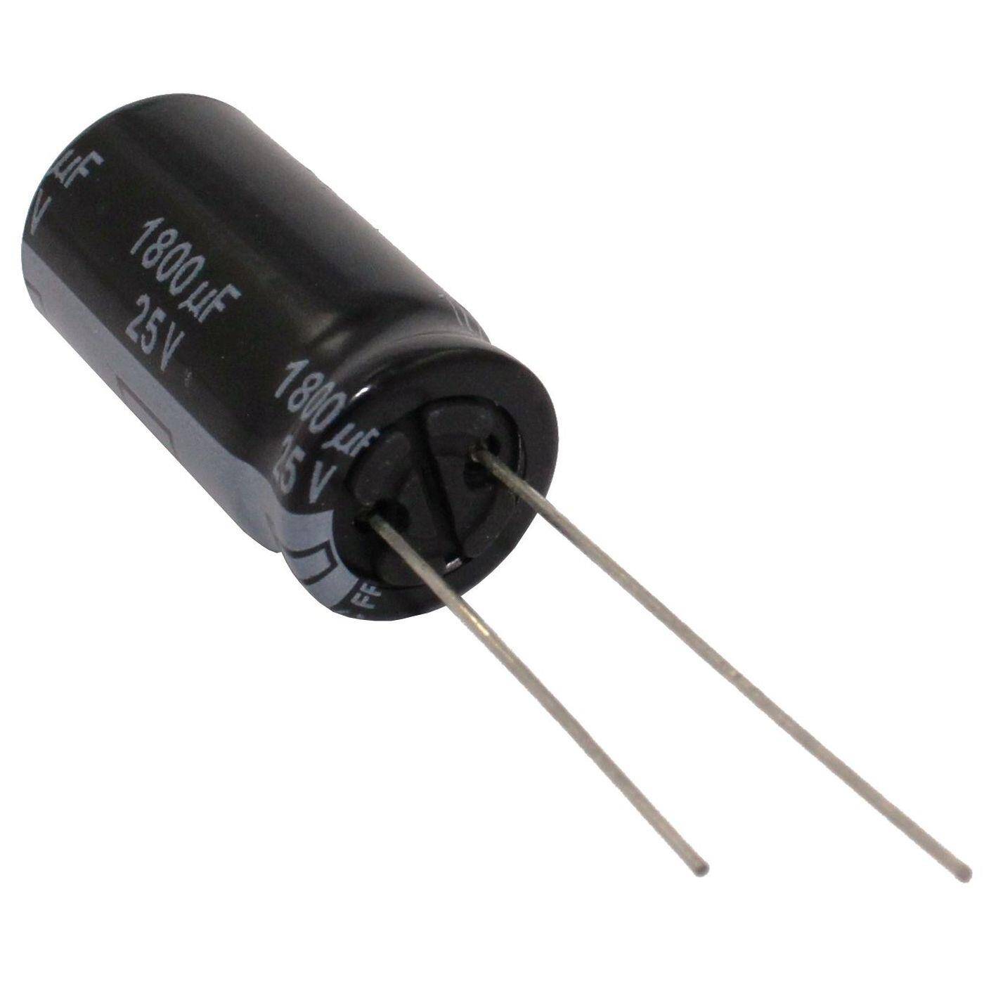 Elko Kondensator Radial 1800µF 25V | Elektrolytkondensator bis zu einer Temperatur von 105°C | 12,5x25mm | 1800uF EEUFR1E182X Panasonic