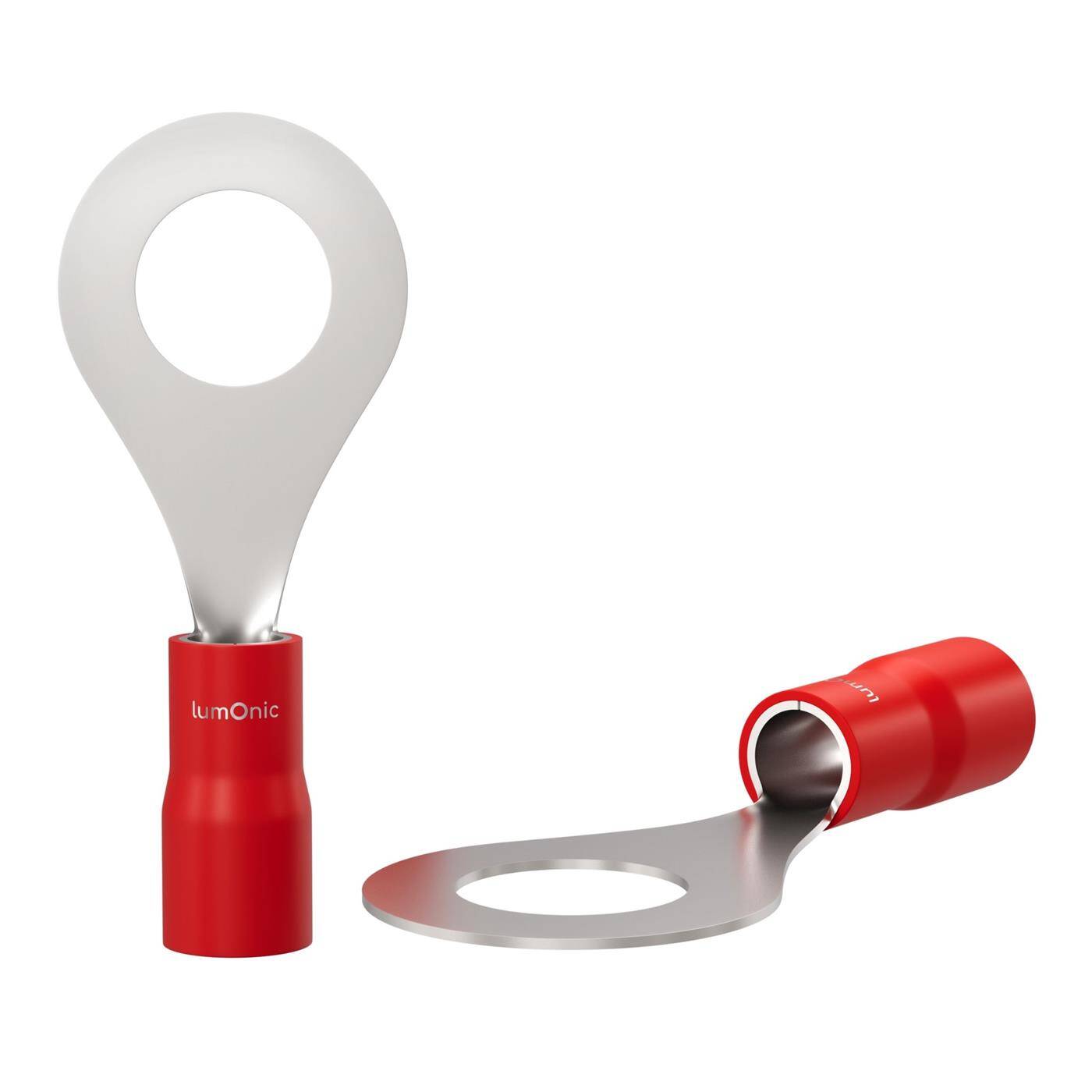 Lumonic 25x Ringkabelschuh 0,5-1,5mm² teilisoliert | M6 | Kupfer verzinnt | sichere Kabelverbindung ohne Löten | Set, Crimp-Kabelschuh, Quetschverbinder, Ringöse | KFZ, Maschinenbau, Wohnmobil, Batterie