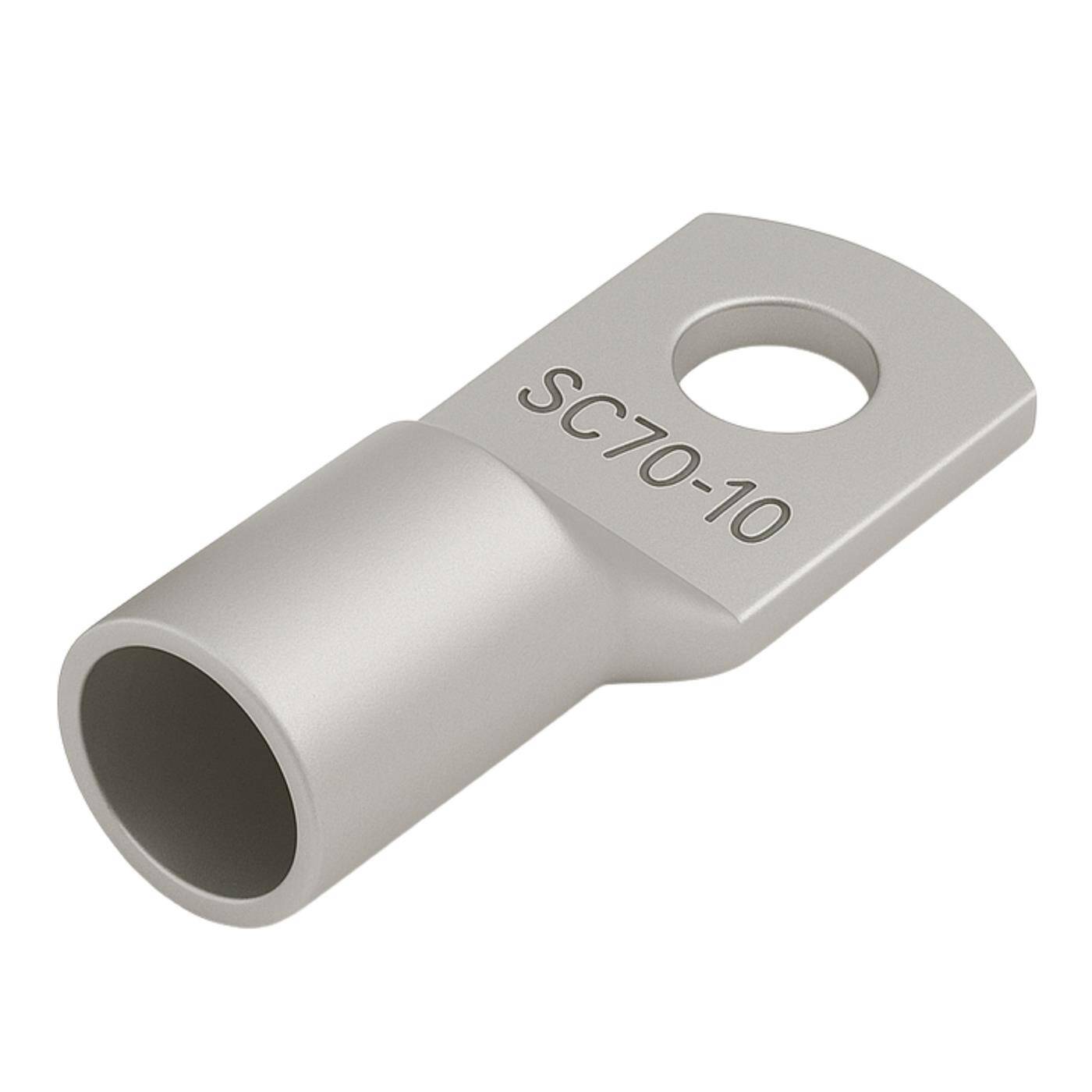 Tubular cable lug blank 70mm² Hole diameter M10 SC70-10 Ring lug Copper tinned