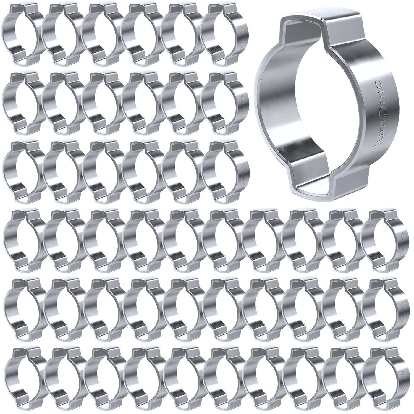 Lumonic I 50x 2-ear clip 15-18mm I Steel Galvanised I Two-ear clamp I Hose clamp I for Compressed air, Pipe systems, Garden, CAR