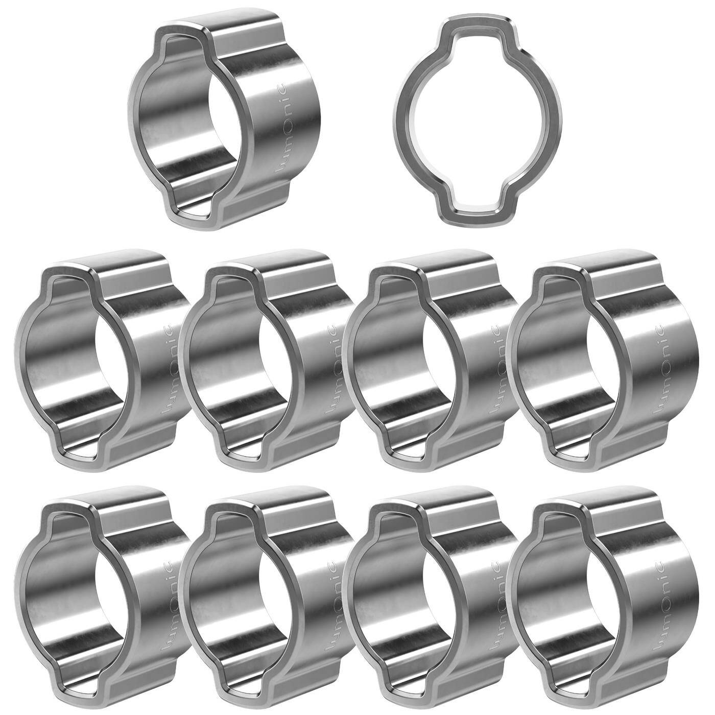 10x 2-Ohr-Schelle 5-7mm V2A Edelstahl Zweiohrschelle Schlauchschelle für Druckluft, Rohrsysteme, Garten, KFZ
