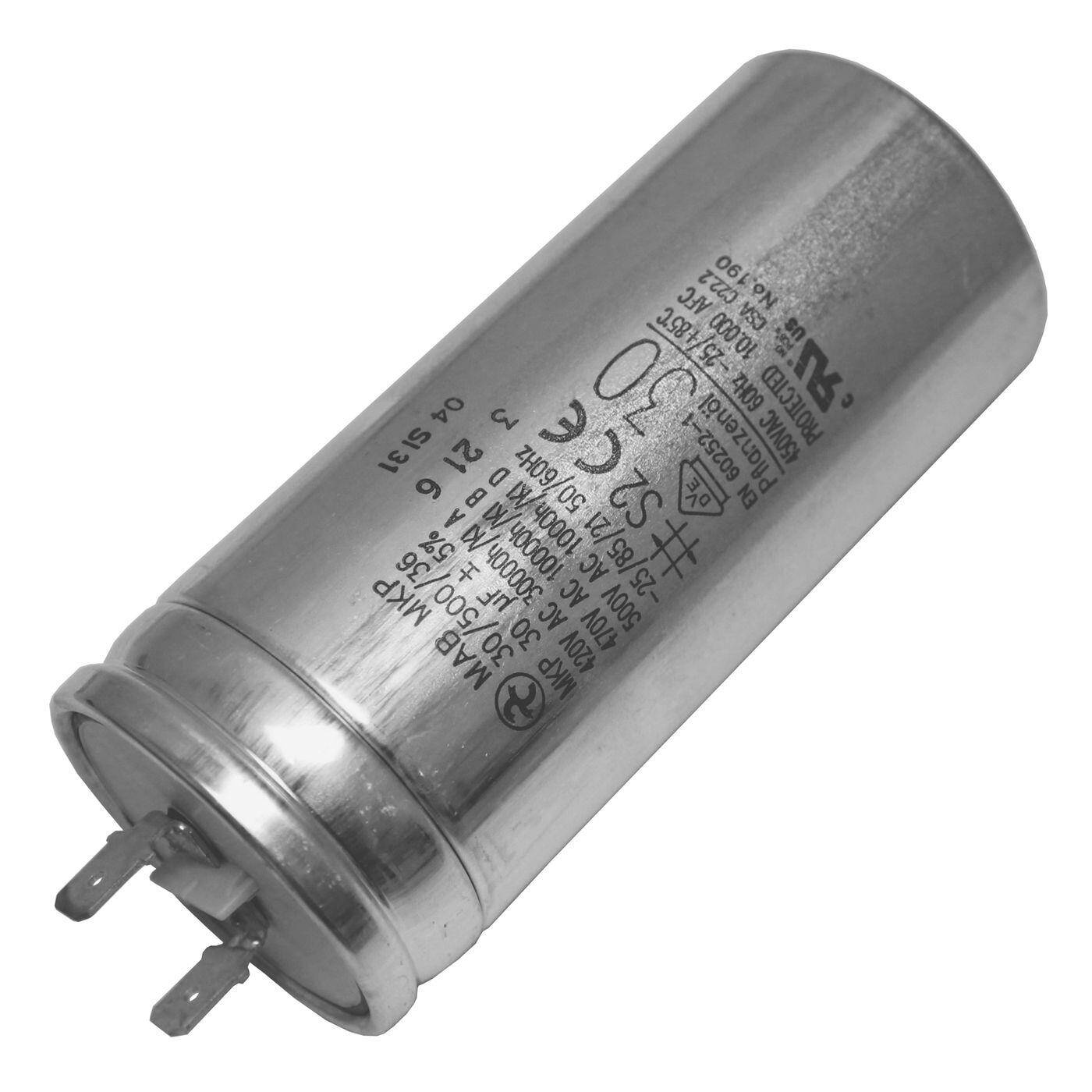 Anlaufkondensator Motorkondensator 30µF 470V 45x103mm Stecker 6,3x0,8mm Hydra MKP-500 30-A 30uF