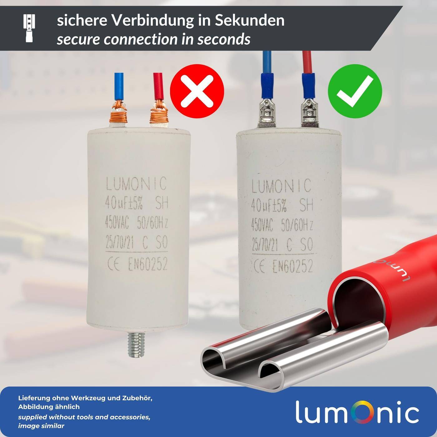 25x Flat receptacle partially insulated 0,5-1,5mm² Plug-in dimension 0,8x4,8mm Red for flat plug Brass tinned