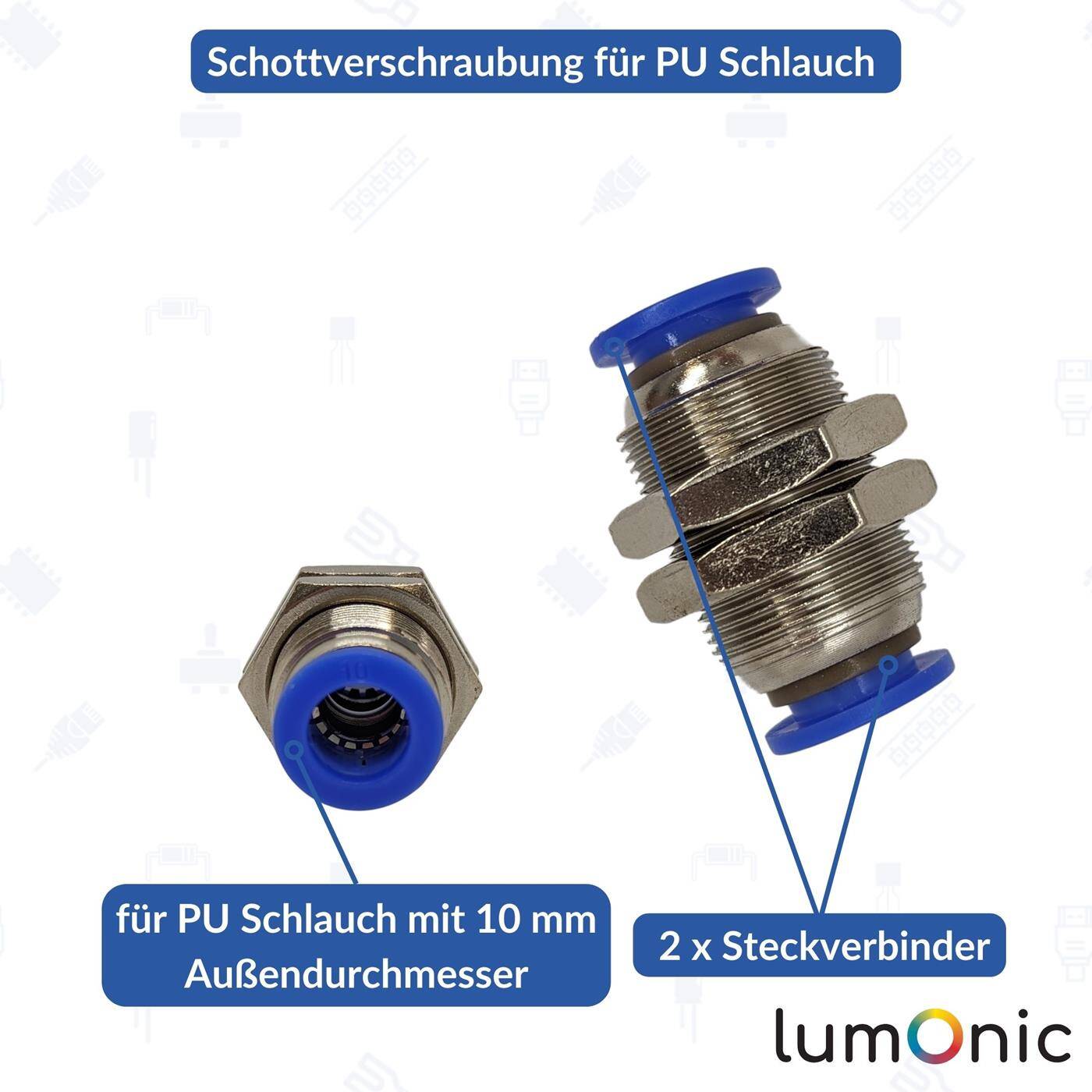 PU conduit bulkhead fitting with plug connector 10mm Bulkhead Fitting Pneumatic plug connector Fitting Compressed air