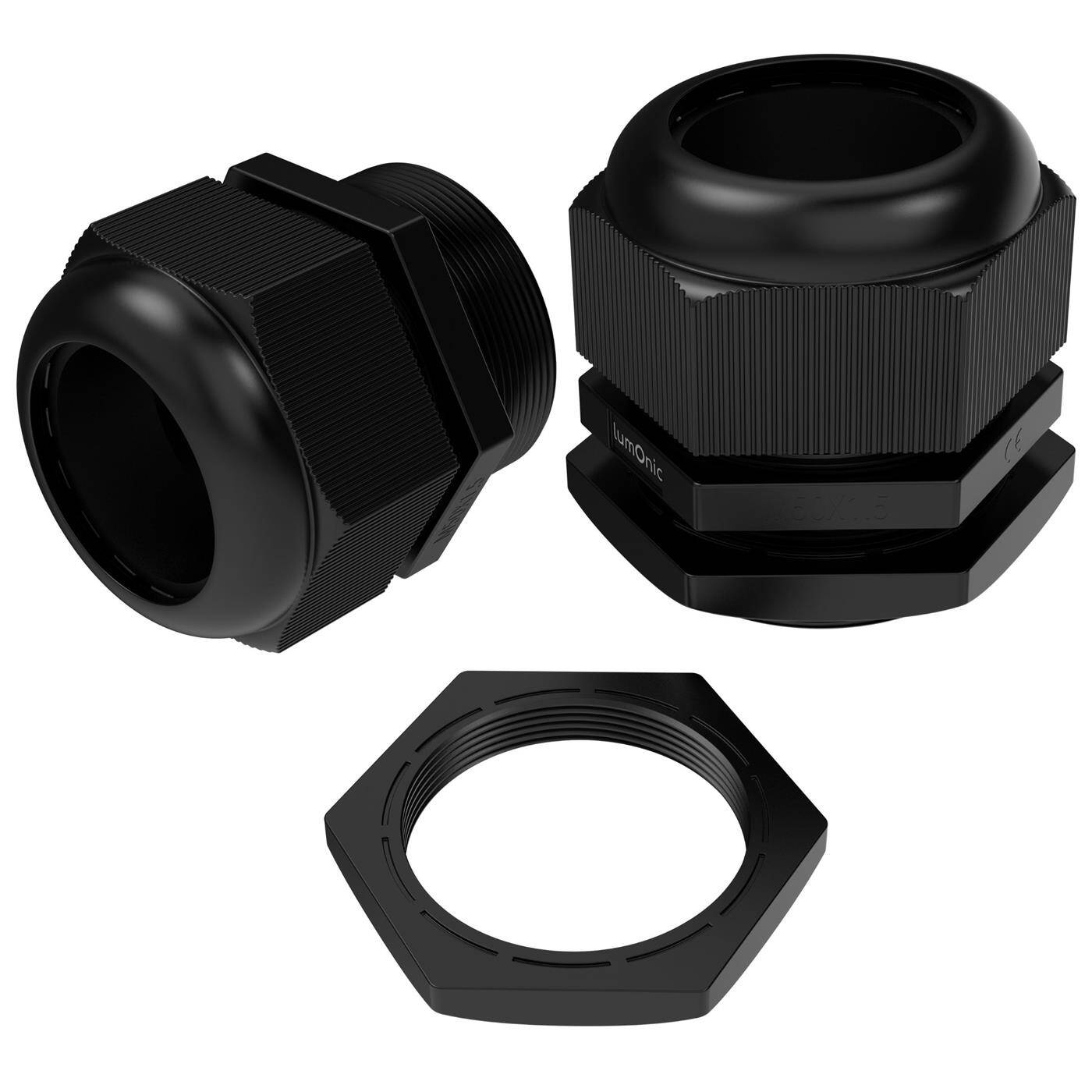 Lumonic 2x Kabelverschraubung M50 PG42 IP67 metrisch d32-38mm I Kabeldurchführung wasserdicht in schwarz I Verschraubungen, Schlauchdurchführung M50 PG42