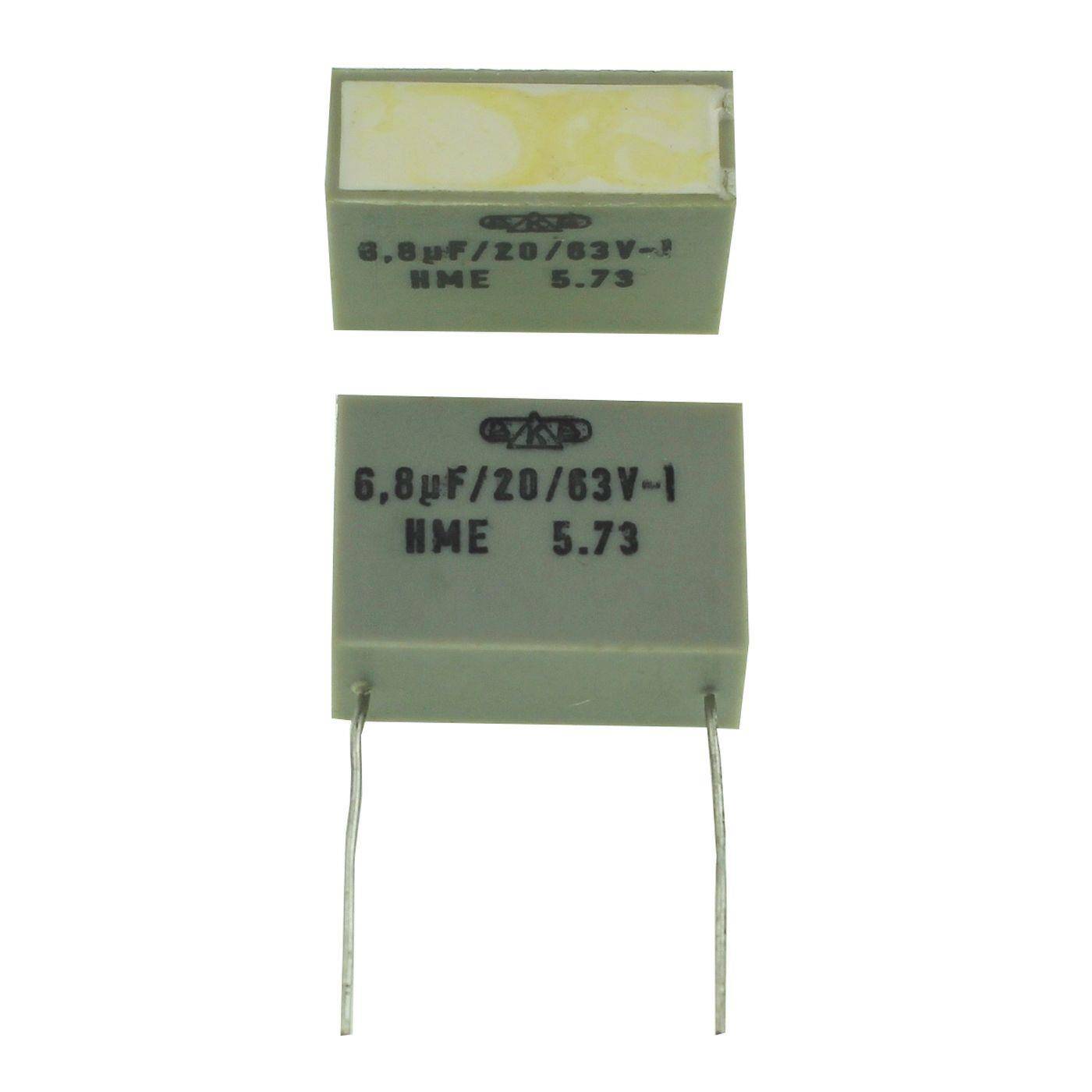 Lumonic HME Foil Capacitor | 6,8µF 63V DC I 2-Pin Connection I 2-Pin I 6,8uF, 6800nF I Capacitor for crossover networks of loudspeakers or for interference suppression of electrical devices