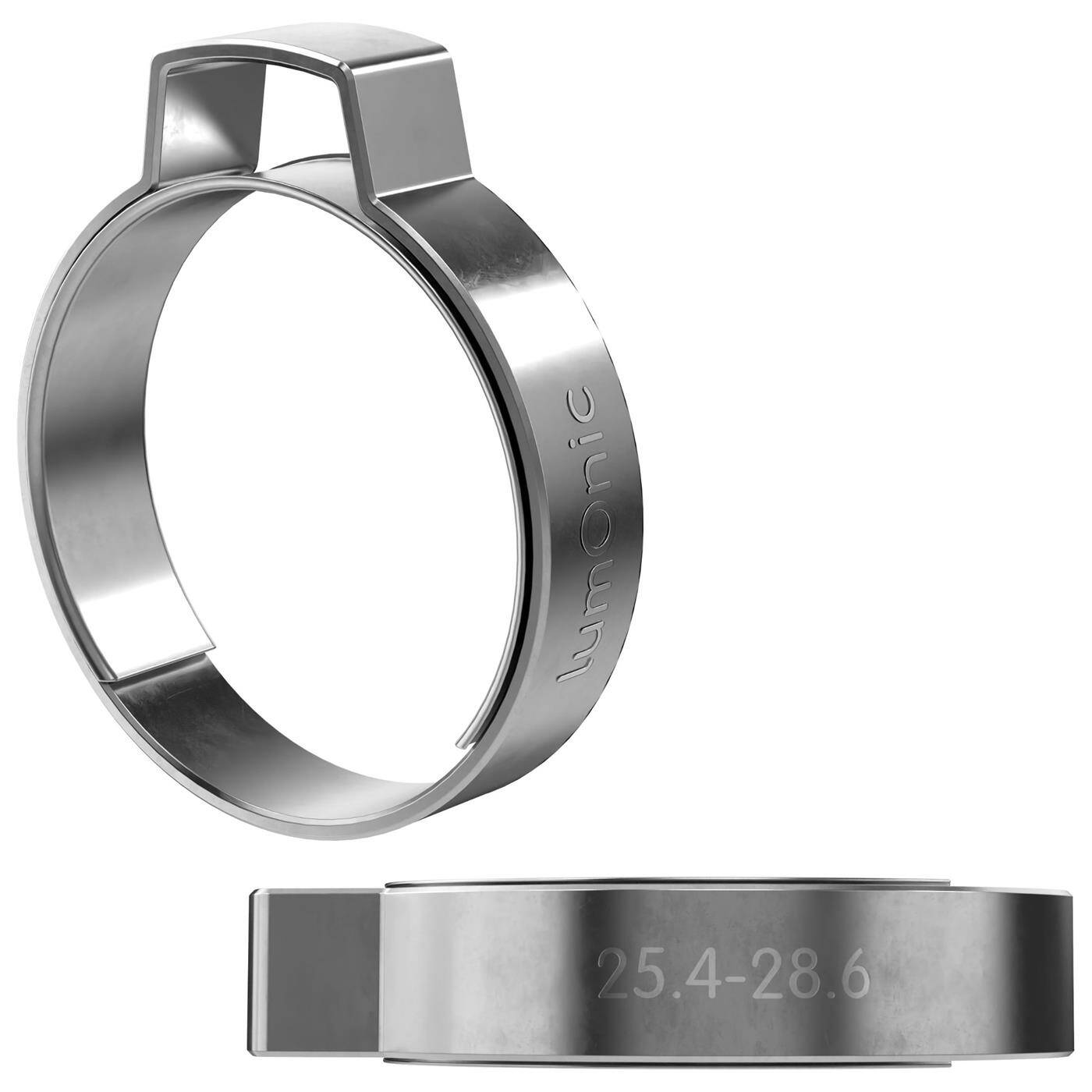 Lumonic I 2x 1-ear clip 25,4-28,6mm I V2A Stainless steel I Single ear clip I Hose clamp I for Compressed air, Pipe systems, Garden, CAR