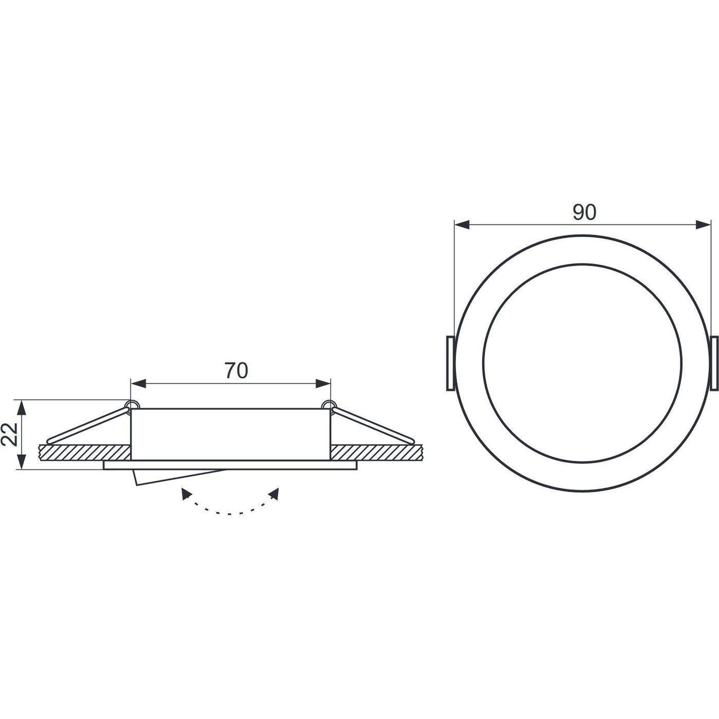 LED Einbaurahmen Rund 90x22mm Schwarz Aluminium Schwenkbar Spot GU10 MR16