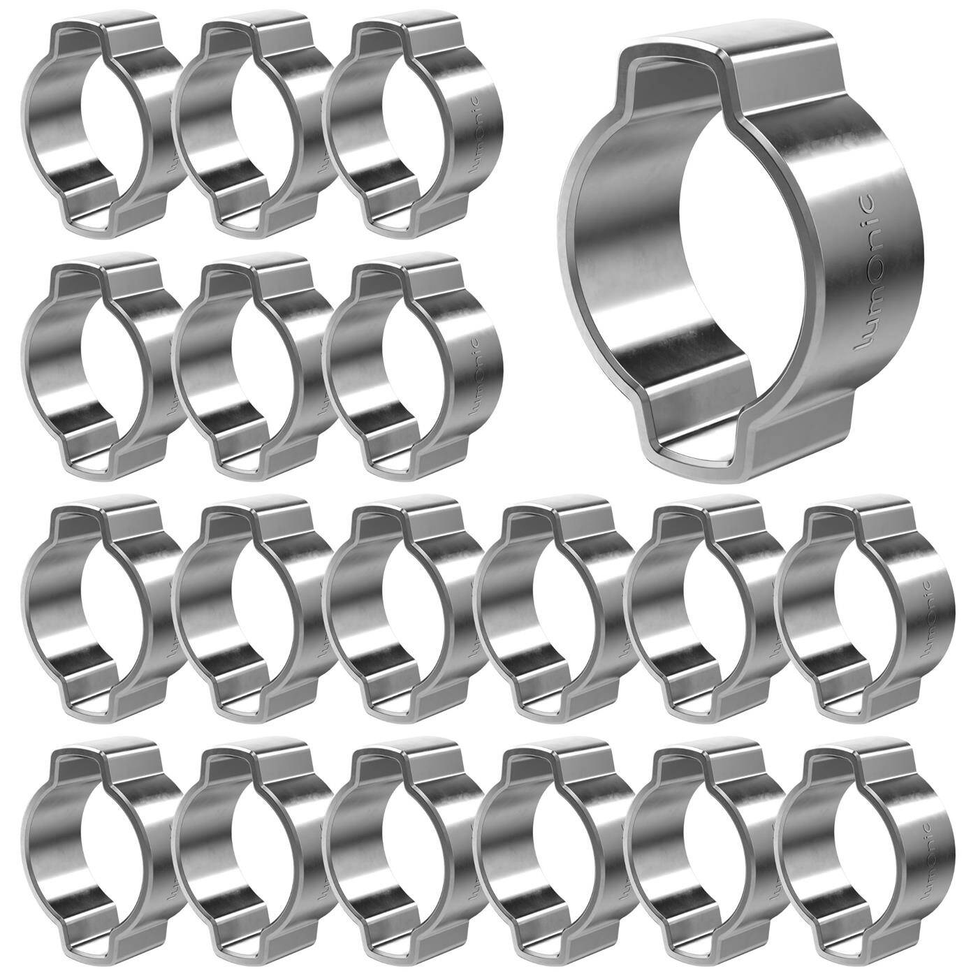 Lumonic I 20x 2-Ohr-Schelle 11-13mm I V2A Edelstahl I Zweiohrschelle I Schlauchschelle I für Druckluft, Rohrsysteme, Garten, KFZ