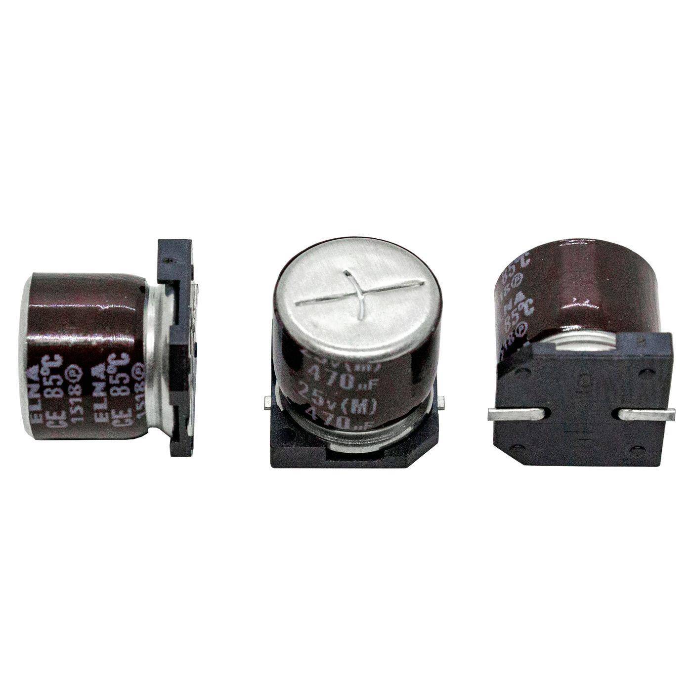 SMD Elko Kondensator 470µF 25V | Elektrolytkondensator bis zu einer Temperatur von 85°C | 10x10mm | 470uF RV-25V471MH10SU-R Elna