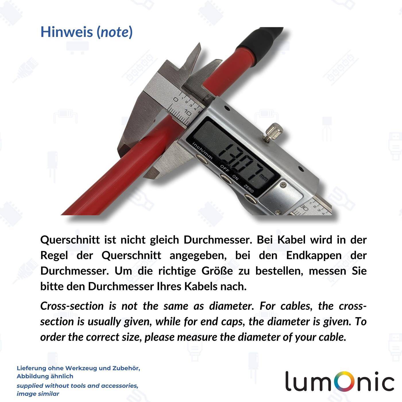 Warmschrumpf Endkappe mit Kleber 20 -> 6mm schwarz Verhältnis 3:1 vernetztes Polyolefin Schrumpfkappe für Kabel, Rohre und Seile