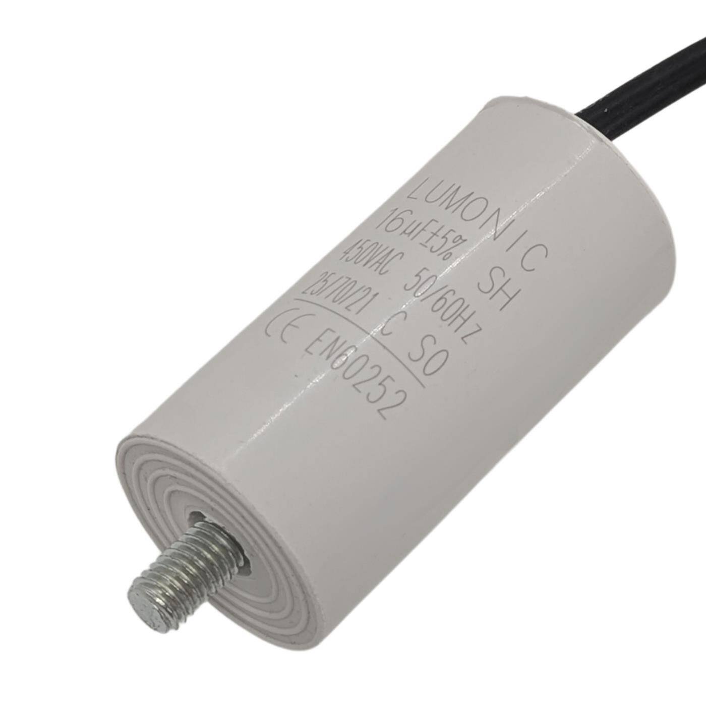 Anlaufkondensator 16µF 450V mit Kabel 25cm 34x70mm 16uF Motorkondensator mit Kunststoffgehäuse