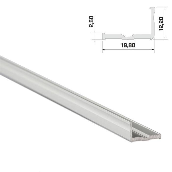 1m LED Profil E Silber 19x12mm Aluminium Aufbauprofil für 16mm LED Streifen