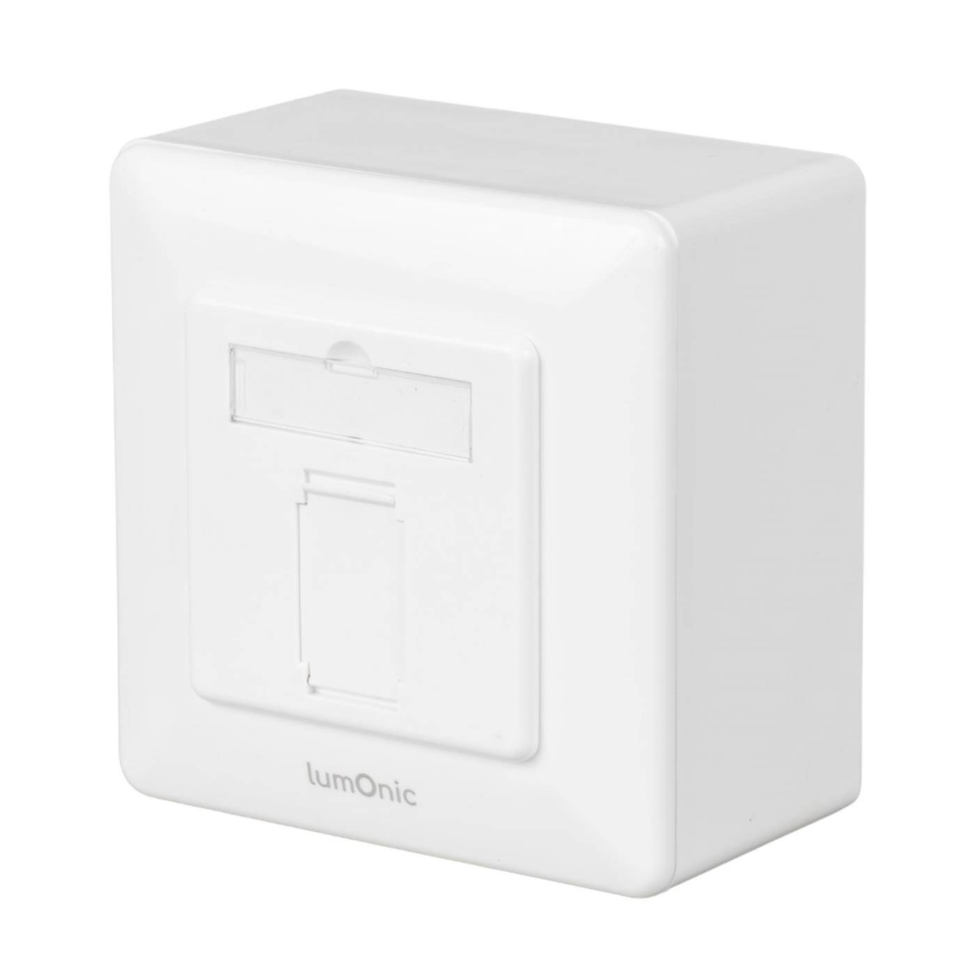 Lumonic Netzwerkdose Aufputz CAT7 | 1-Port RJ45 | ohne Stemmen nachrüsten | LSA-Montage, T568A/B farbcodiert | ABS Gehäuse, weiß | Ethernet-Dose bis zu 10 Gbit/s
