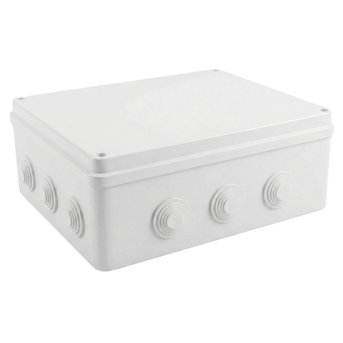Lumonic Verteilerdose weiß 300x250x120mm mit 12 Öffnungen I Abzweigdose Aufputz - IP65 I Verbindungsdose, Klemmdose, Abzweigkasten für Innen & Außen