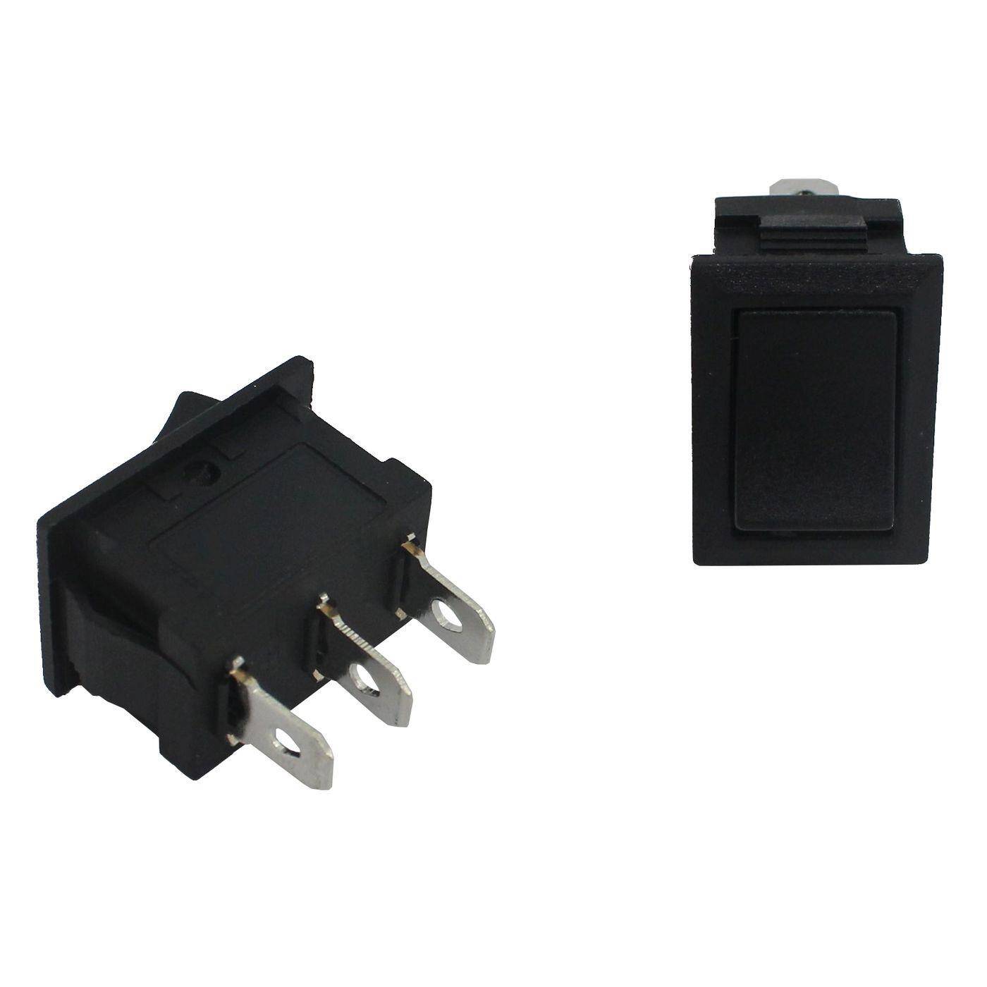 5x Changeover switch 1pole 250V 3A without 21x15mm Black Rocker switch