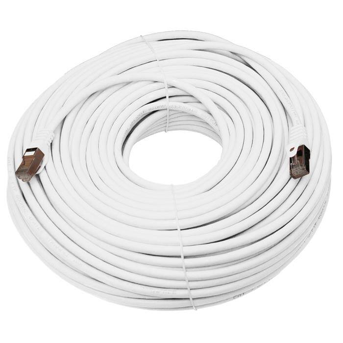 50m RJ-45 Netzwerkkabel Patchkabel CAT7 Weiß S/FTP Ethernet DSL LAN CAT.7