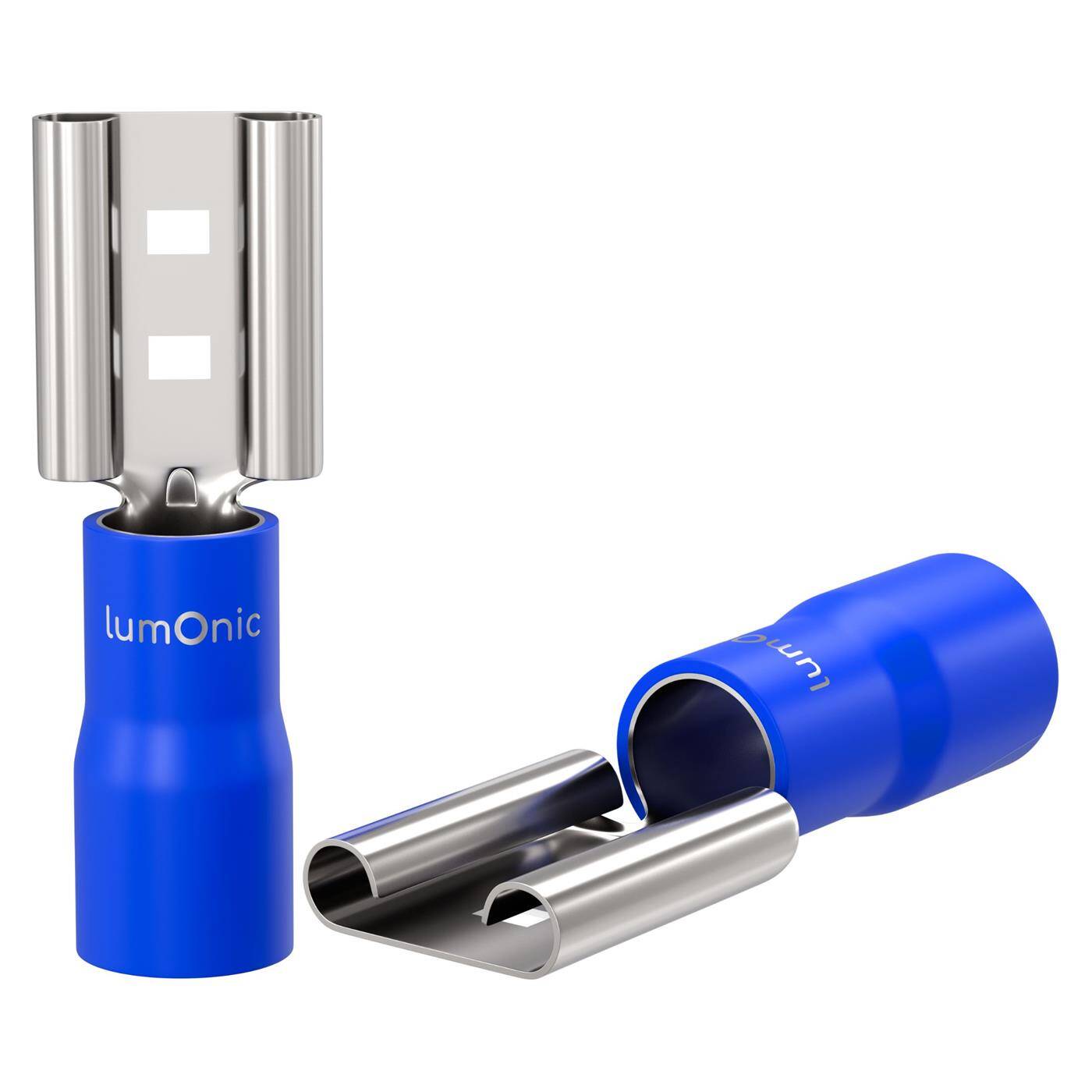 25x Flachsteckhülse teilisoliert 1,5-2,5mm² Steckmaß 0,8x6,4mm Blau für Flachstecker Messing verzinnt