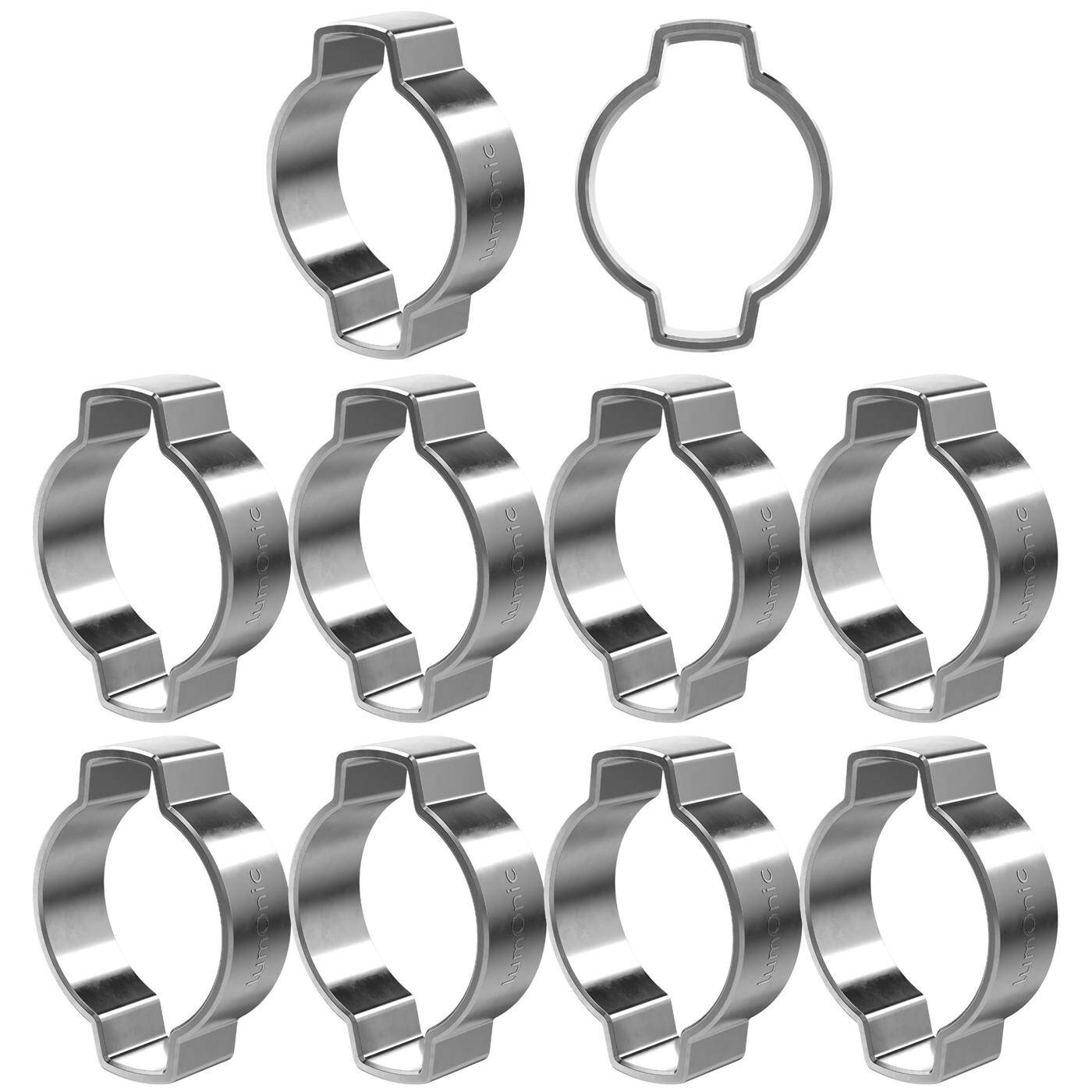 Lumonic I 10x 2-ear clip 17-20mm I V2A Stainless steel I Two-ear clamp I Hose clamp I for Compressed air, Pipe systems, Garden, CAR