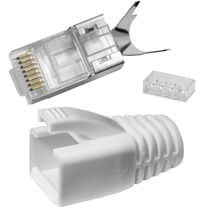 10x Netzwerkstecker RJ45 Stecker Weiß CAT5 CAT6 CAT7 LAN vergoldete Kontakte