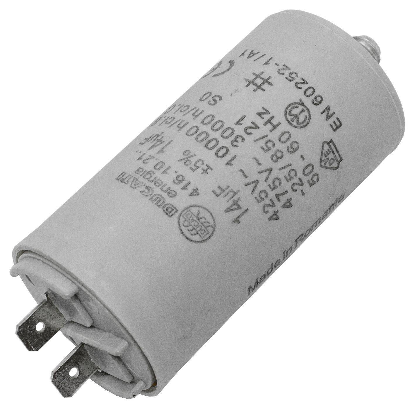 Lumonic Anlaufkondensator 416.10.21 A inkl. Stecker 6,3x0,8mm | Motorkondensator 14µF 400V 36x70mm I Kondensator im isolierten Kunststoffgehäuse