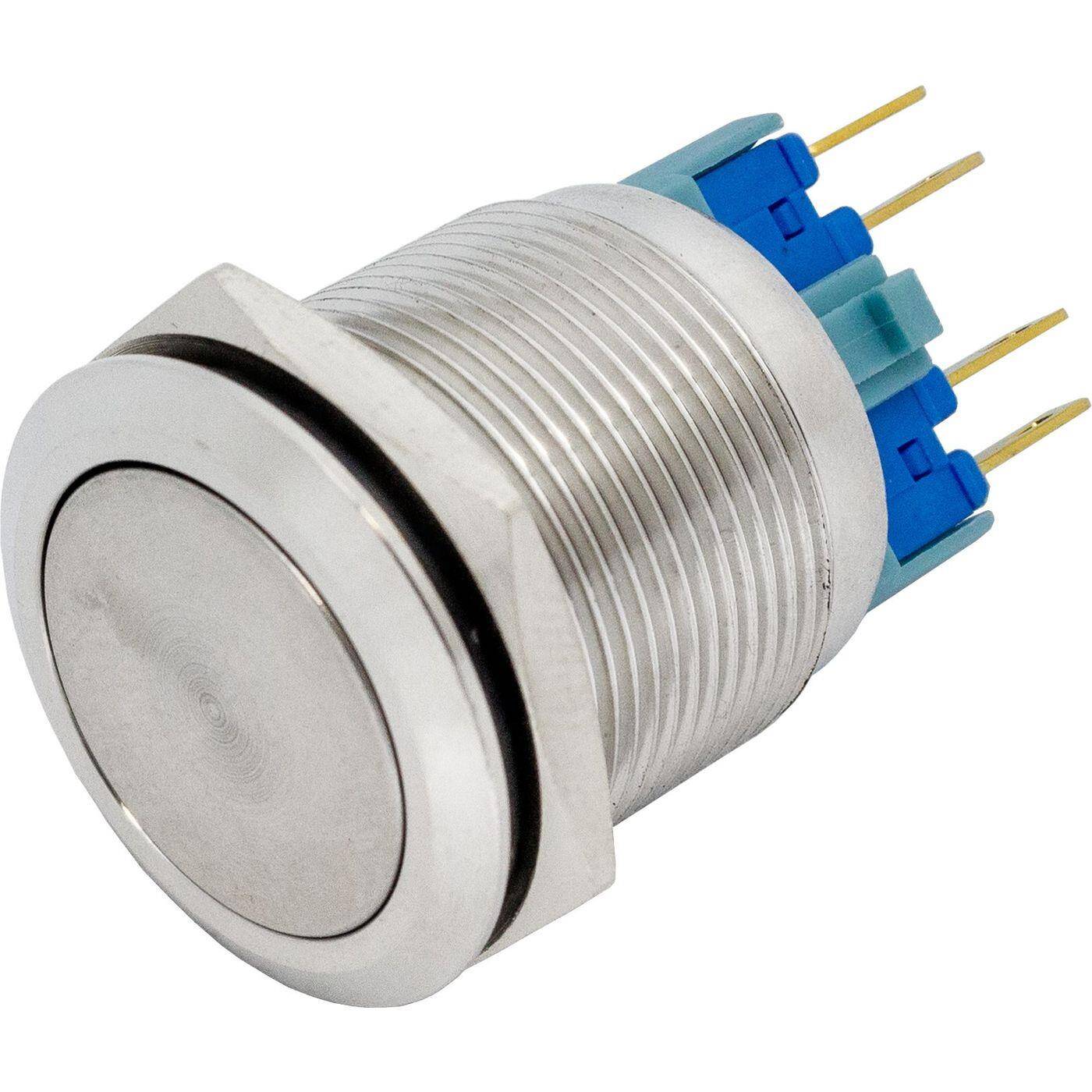 Lumonic Edelstahl Druckschalter flach 22mm Durchmesser Button I Maße: 2,8x0,5mm Pin s 250V 3A I Vandalismussicher nach dem IP65 Standard