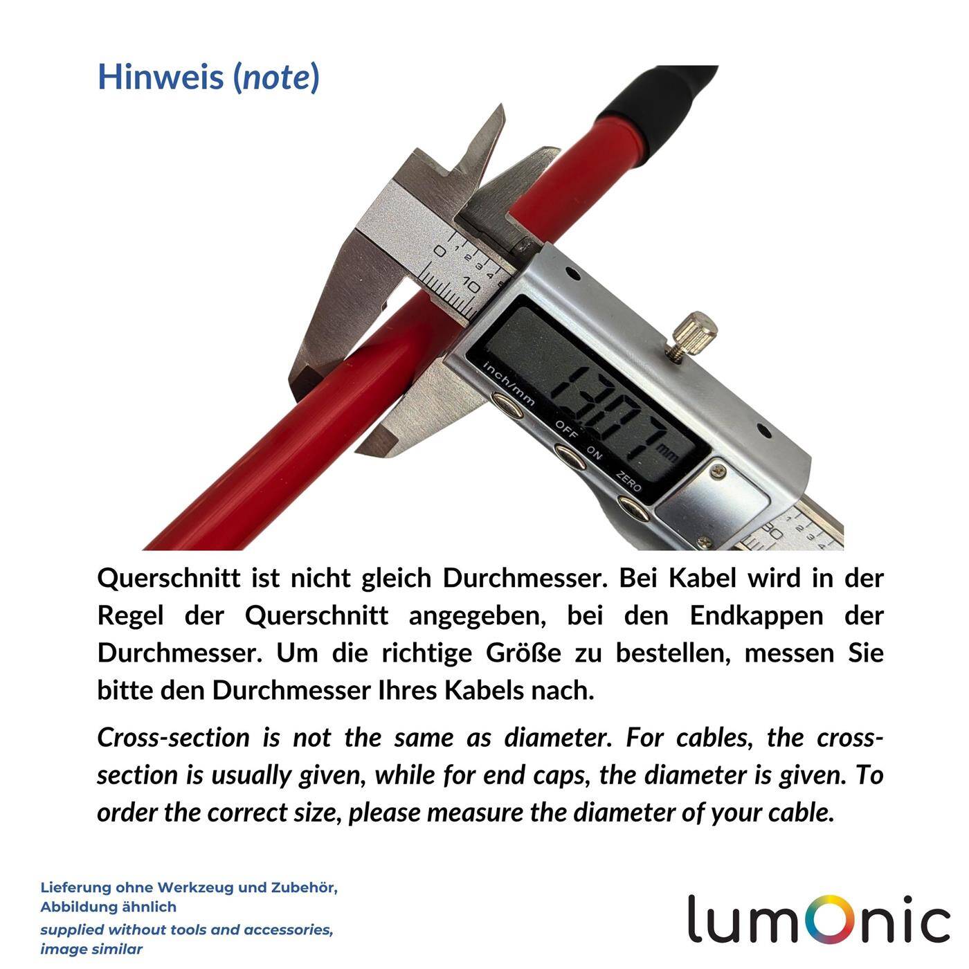 Lumonic I Heat-shrink end cap with adhesive I 35 -> 15mm I black I Ratio 3:1 I cross-linked polyolefin I Shrink cap I for cables, pipes and ropes