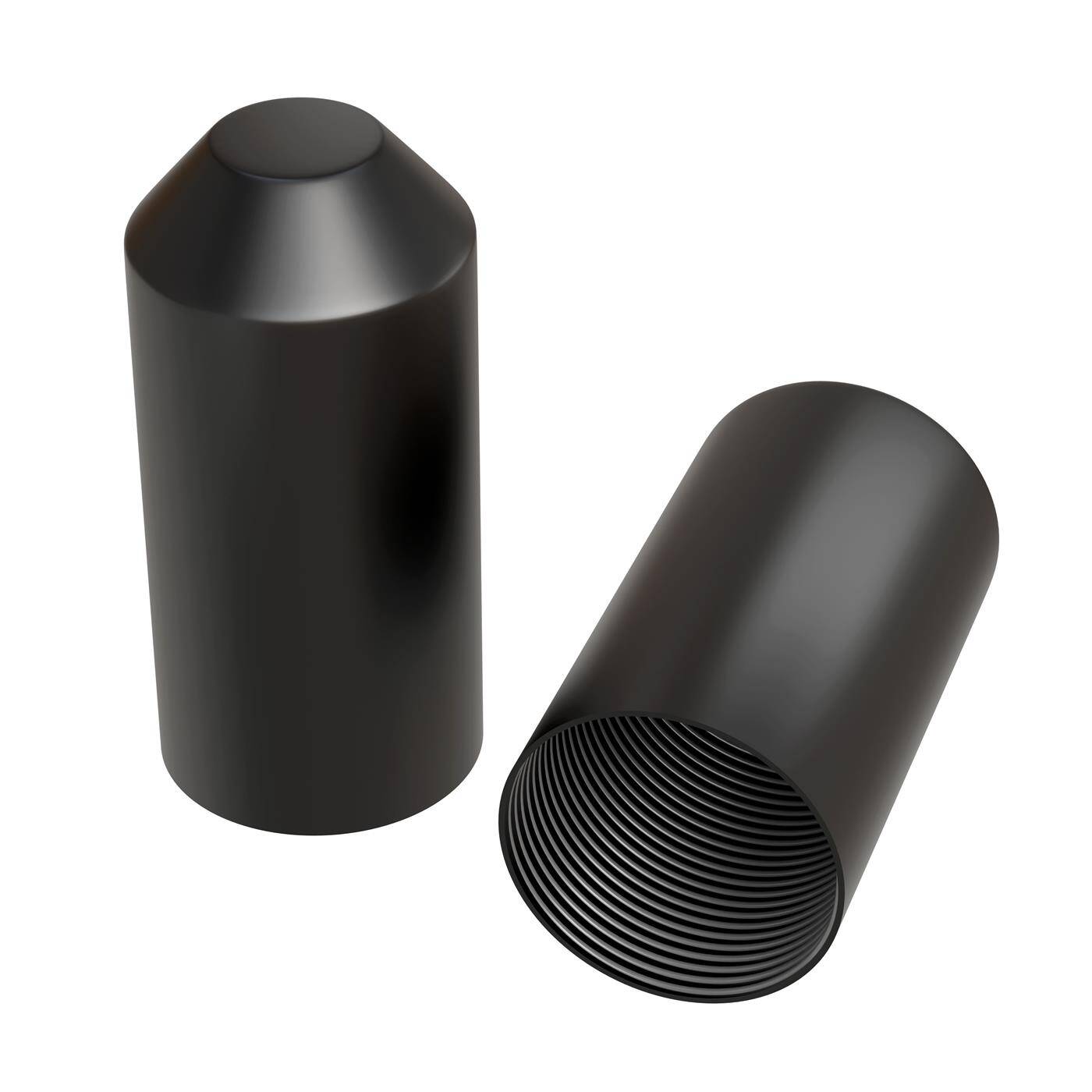 Heat-shrink end cap with adhesive 55 -> 25mm black Ratio 2:1 cross-linked polyolefin Shrink cap for cables, pipes and ropes Heat-shrink end cap with adhesive 55 -> 25mm black Ratio 2:1 cross-linked polyolefin Shrink cap for cables, pipes and ropes