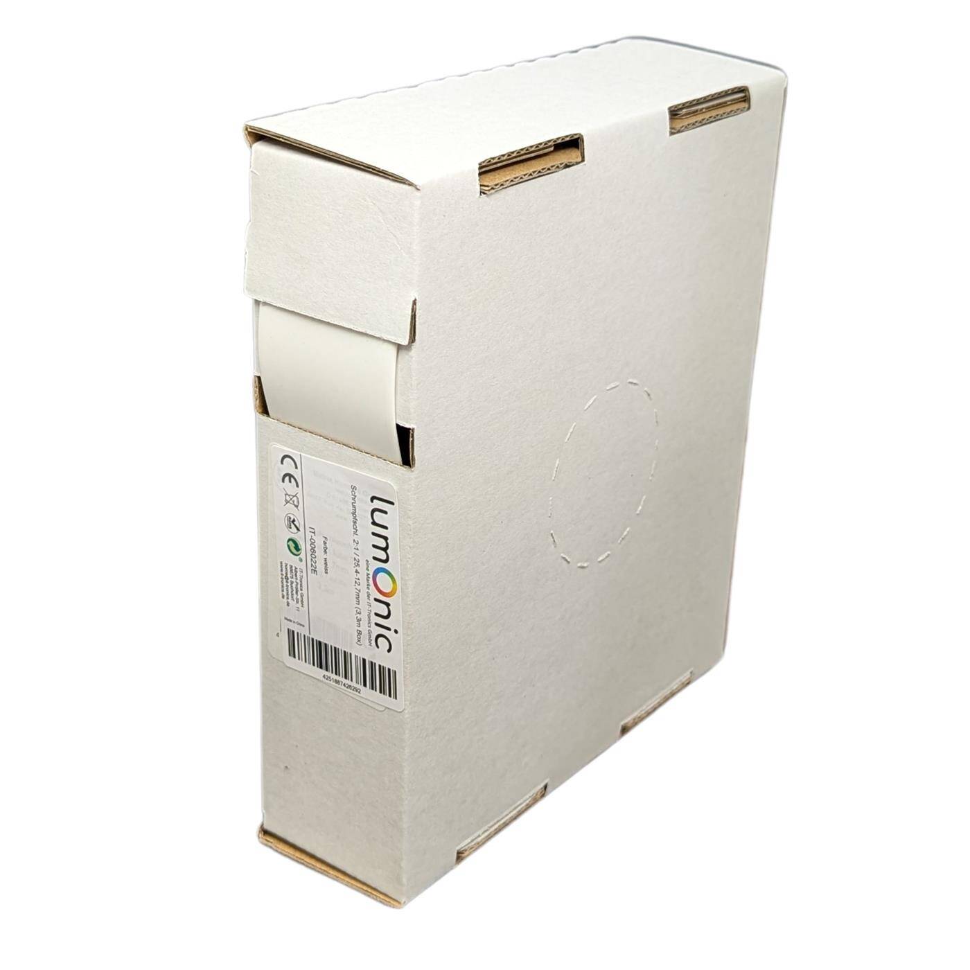 3,3m Schrumpfschlauch Box 2:1 25,4 -> 12,7mm Weiß Flexibel