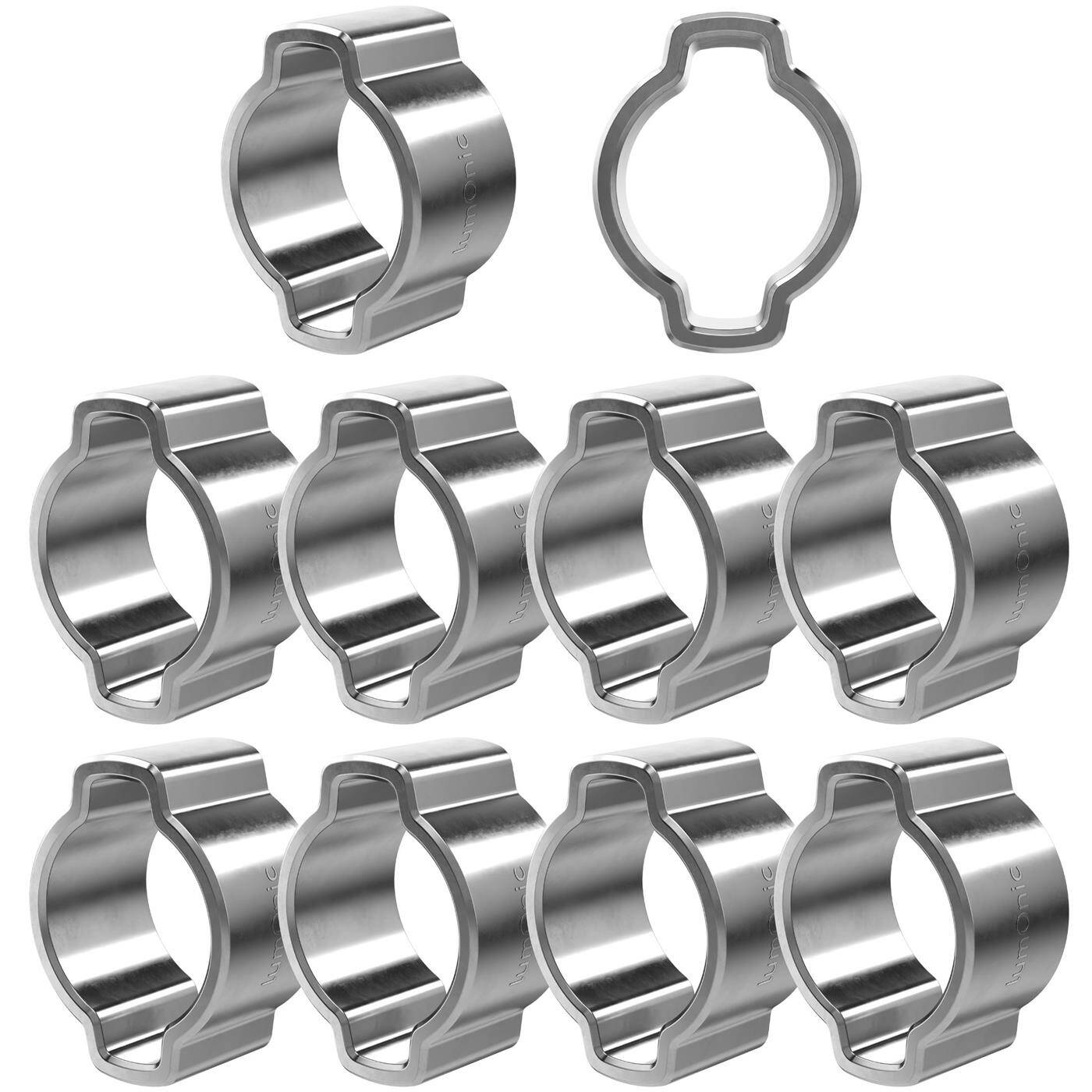 10x 2-Ohr-Schelle 7-9mm V2A Edelstahl Zweiohrschelle Schlauchschelle für Druckluft, Rohrsysteme, Garten, KFZ