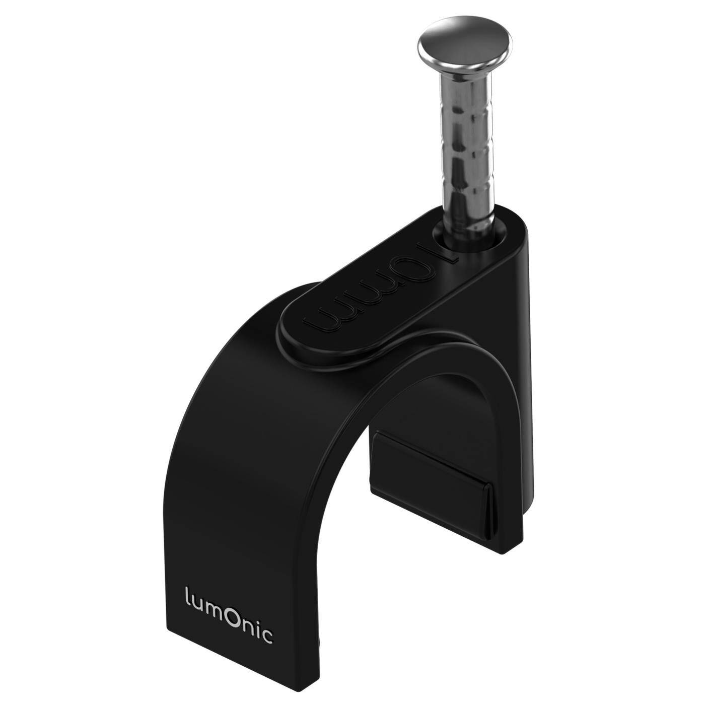 Lumonic 100x Nagelschelle 10mm für Kabel schwarz - Kabelschelle mit 22mm Nagel z.B. zur Befestigung an der Wand - Kabelklemmen verschiedene Größen 4-14mm