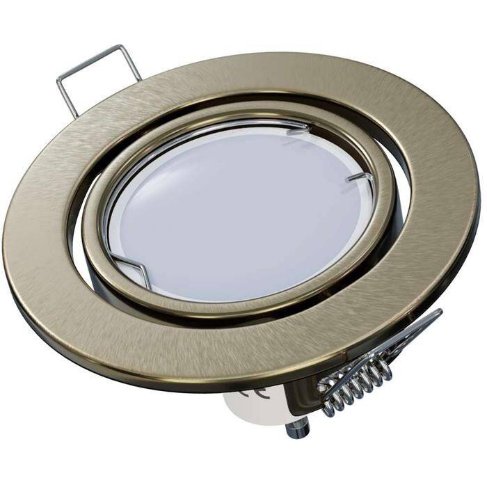 LED Einbaurahmen Rund 81x27mm Messing Stahlblech Schwenkbar Spot GU10 MR16