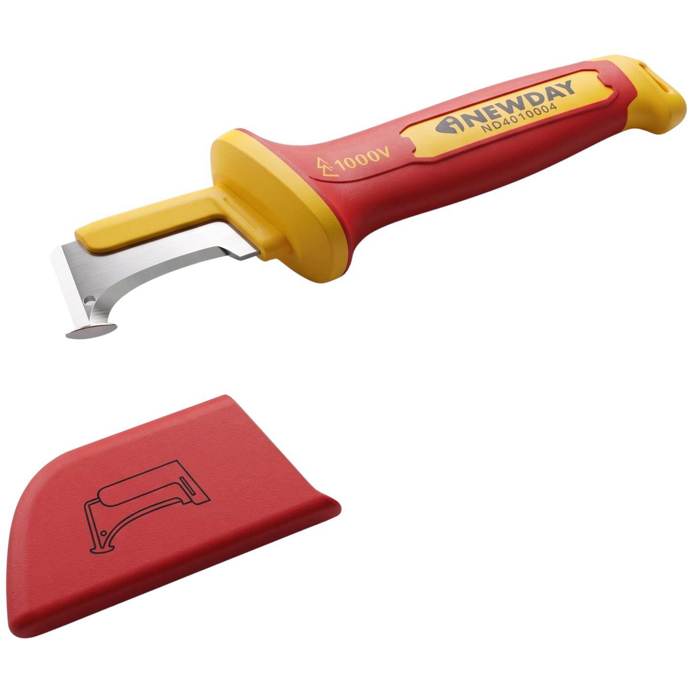 Lumonic VDE Cable Cutter 1000V, hook-shaped blade with guide shoe—guide shoe protects the wire insulation, 5Cr13 blade steel, protective cap included