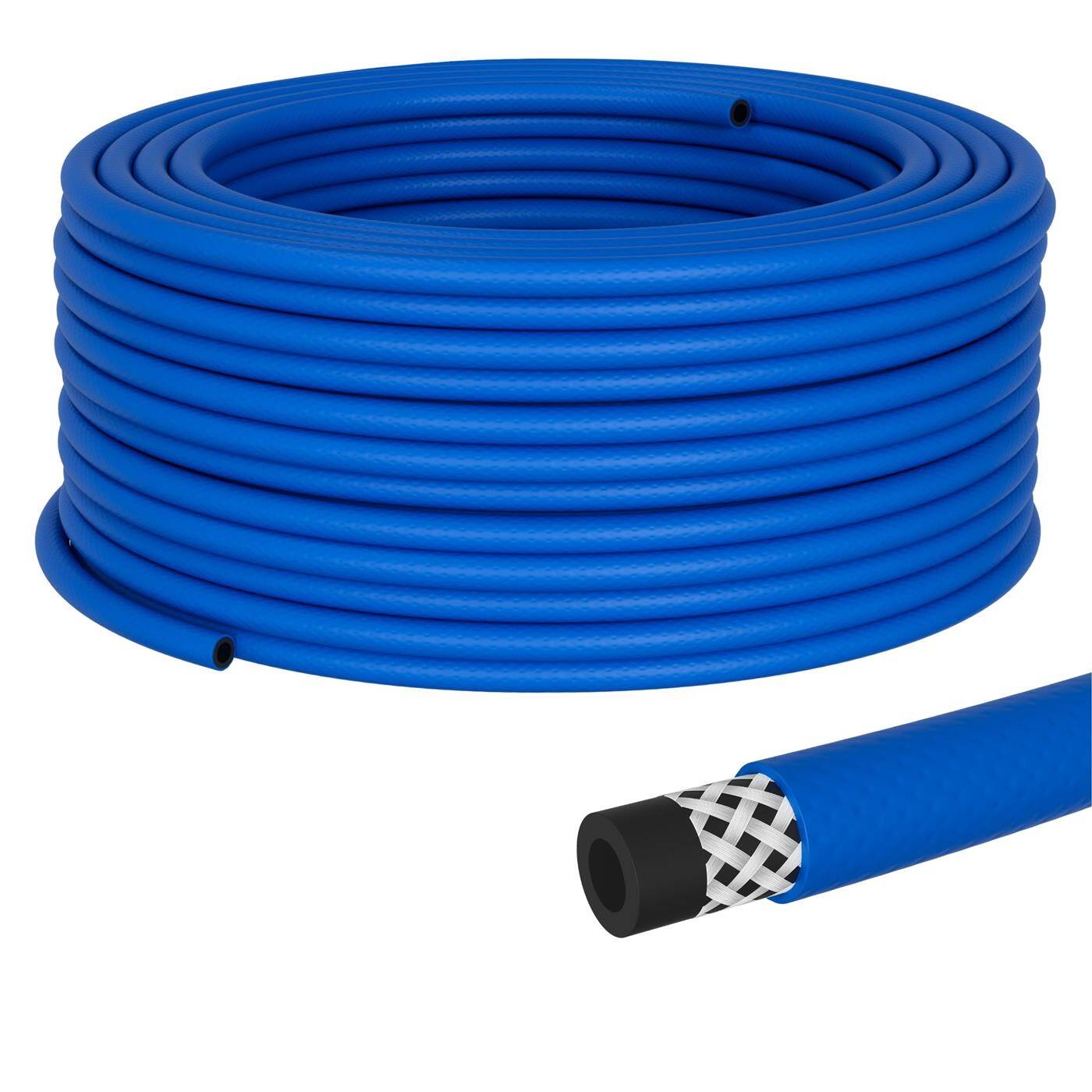 100m Druckluftschlauch 9mm Druckluft & Bewässerung Wasserschlauch PVC Schlauch bis 20 bar flexibel, abriebfest und gewebeverstärkt