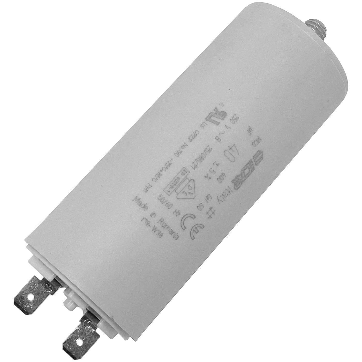 Anlaufkondensator Motorkondensator 40µF 250V 40x93mm Stecker 6,3x0,8mm ICAR 40uF