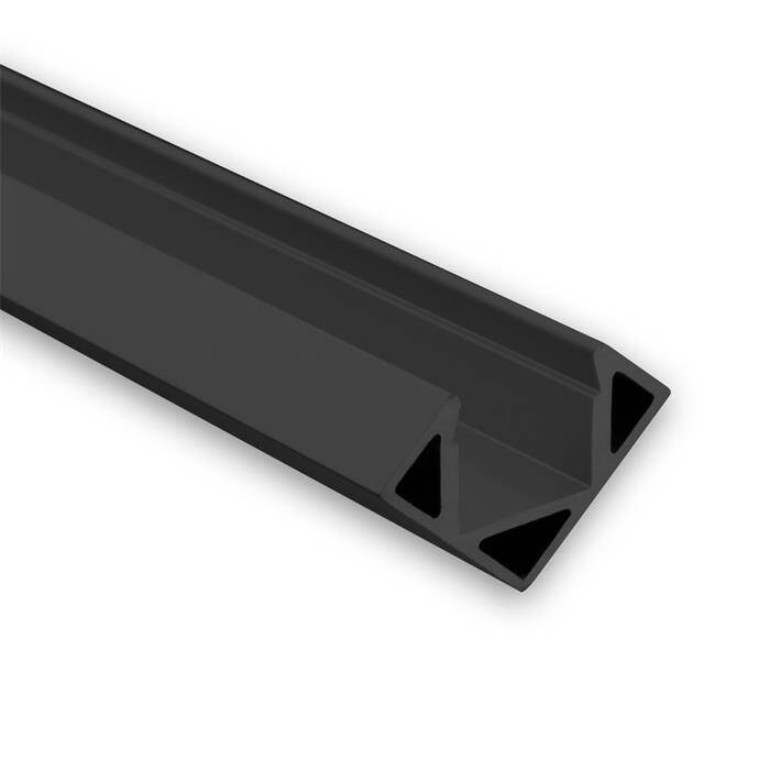 1m LED Profil PO23  Schwarz 25,7x17,5mm Aluminium Eckprofil für 11mm LED Streifen