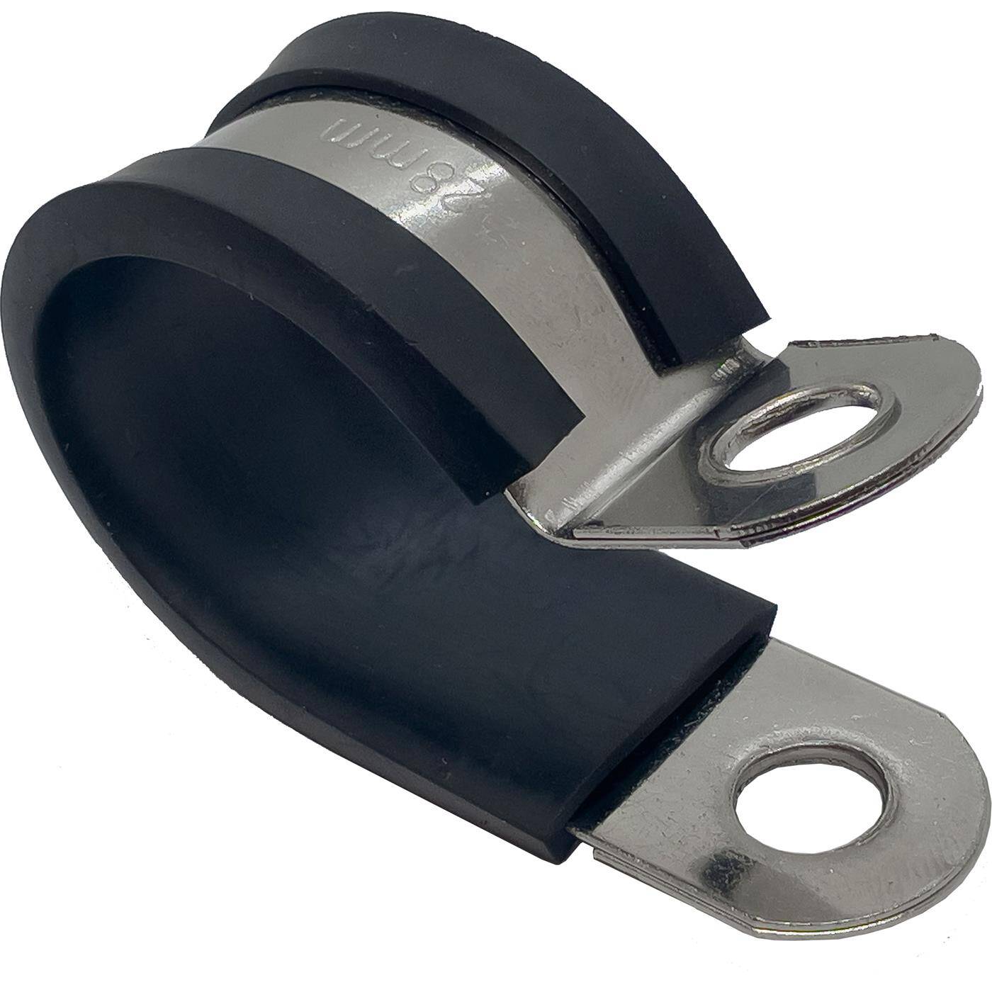 1x P-Clip Leitungsschelle Edelstahl V2A mit Gummi 28mm Rohrschelle Befestigungsschelle