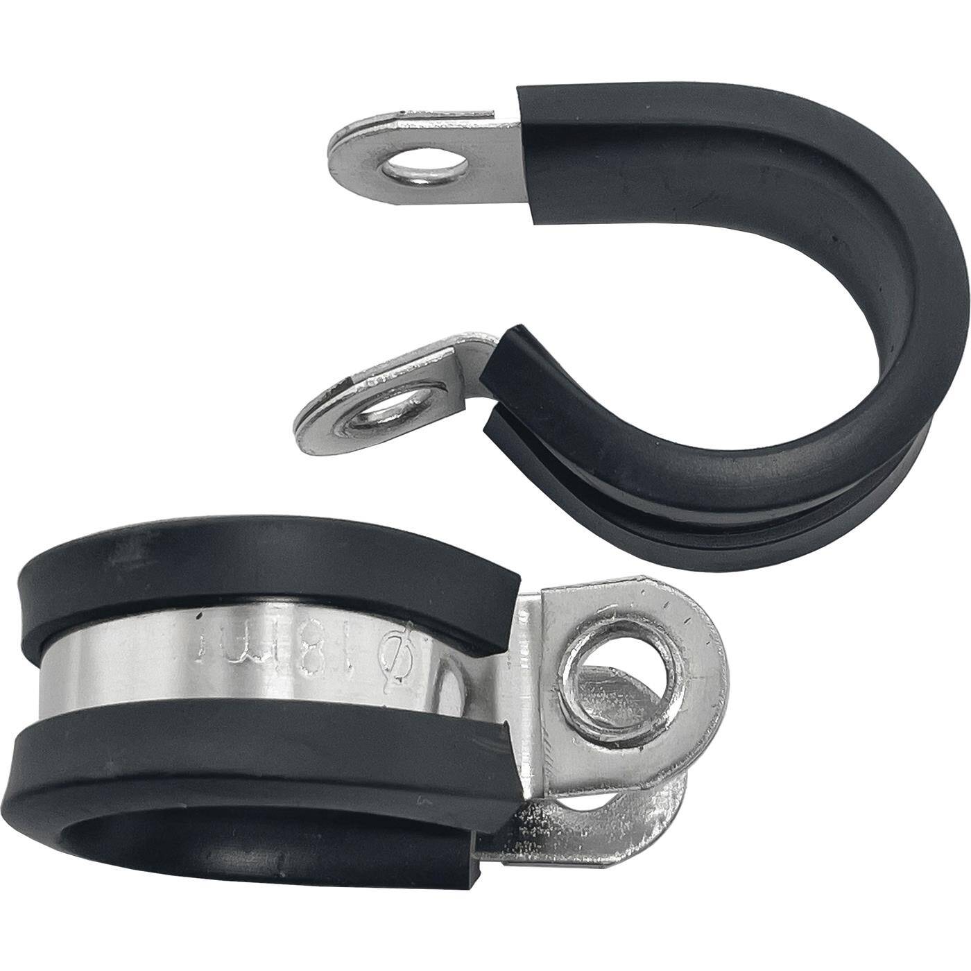 10x P-Clip Leitungsschelle Edelstahl V2A mit Gummi 18mm Rohrschelle Befestigungsschelle