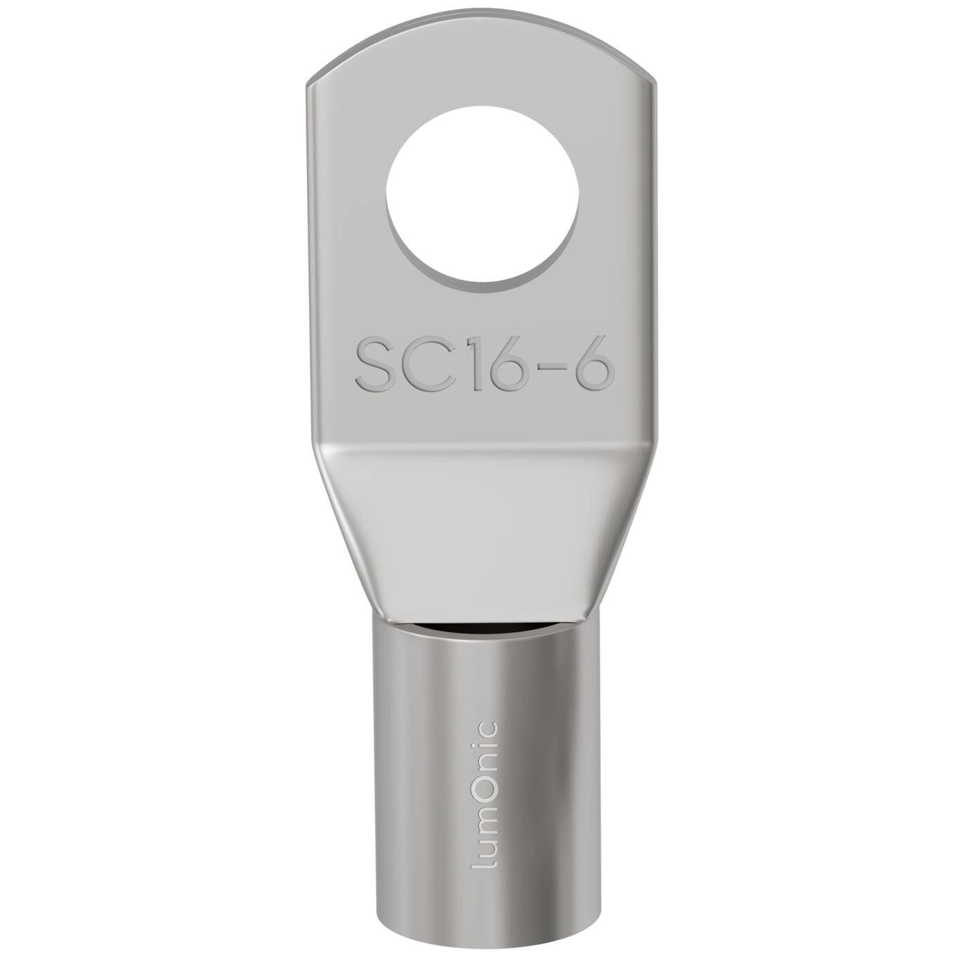 Lumonic 10x Rohrkabelschuh 16mm² blank | M6 | Kupfer verzinnt | Kabelverbindung ohne Löten | SC16-6, Set mit 10 Stück Crimp-Kabelschuh, Quetschverbinder | KFZ, Maschinenbau, Wohnmobil, Batterie