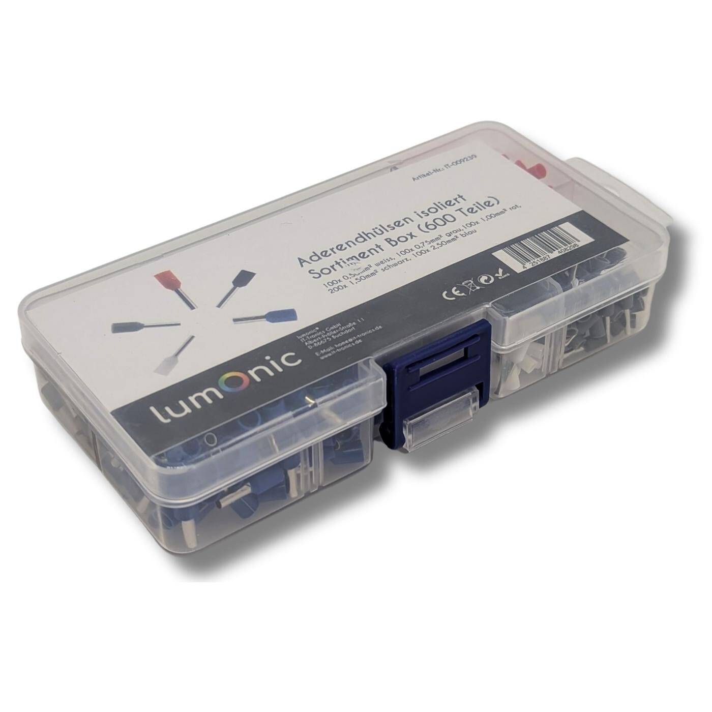 Aderendhülsen Set isoliert 0,5 bis 2,5mm² 600 Teile Aderendhülsen Sortiment ideal für Elektriker & Heimwerker