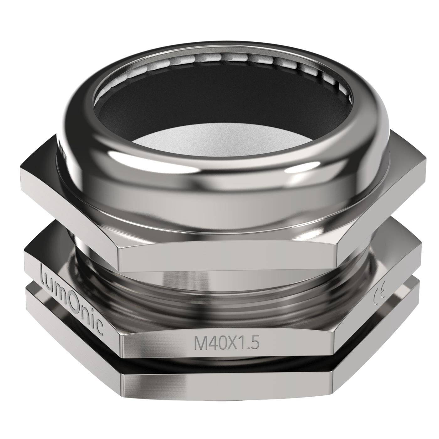 Lumonic Metal cable gland M40 | Clamping range 22-32mm | IP68 | with locknut | Nickel-plated brass, EMC | -40...+100°C | corresponds to PG29