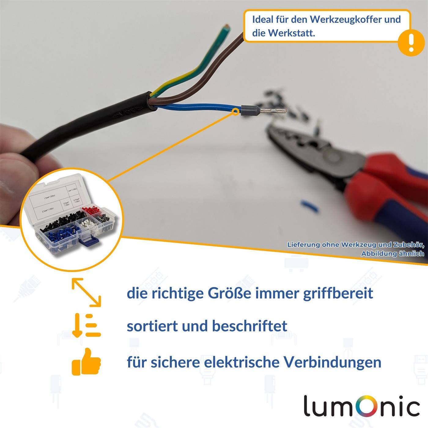 Aderendhülsen Set isoliert 0,5 bis 2,5mm² 600 Teile Aderendhülsen Sortiment ideal für Elektriker & Heimwerker