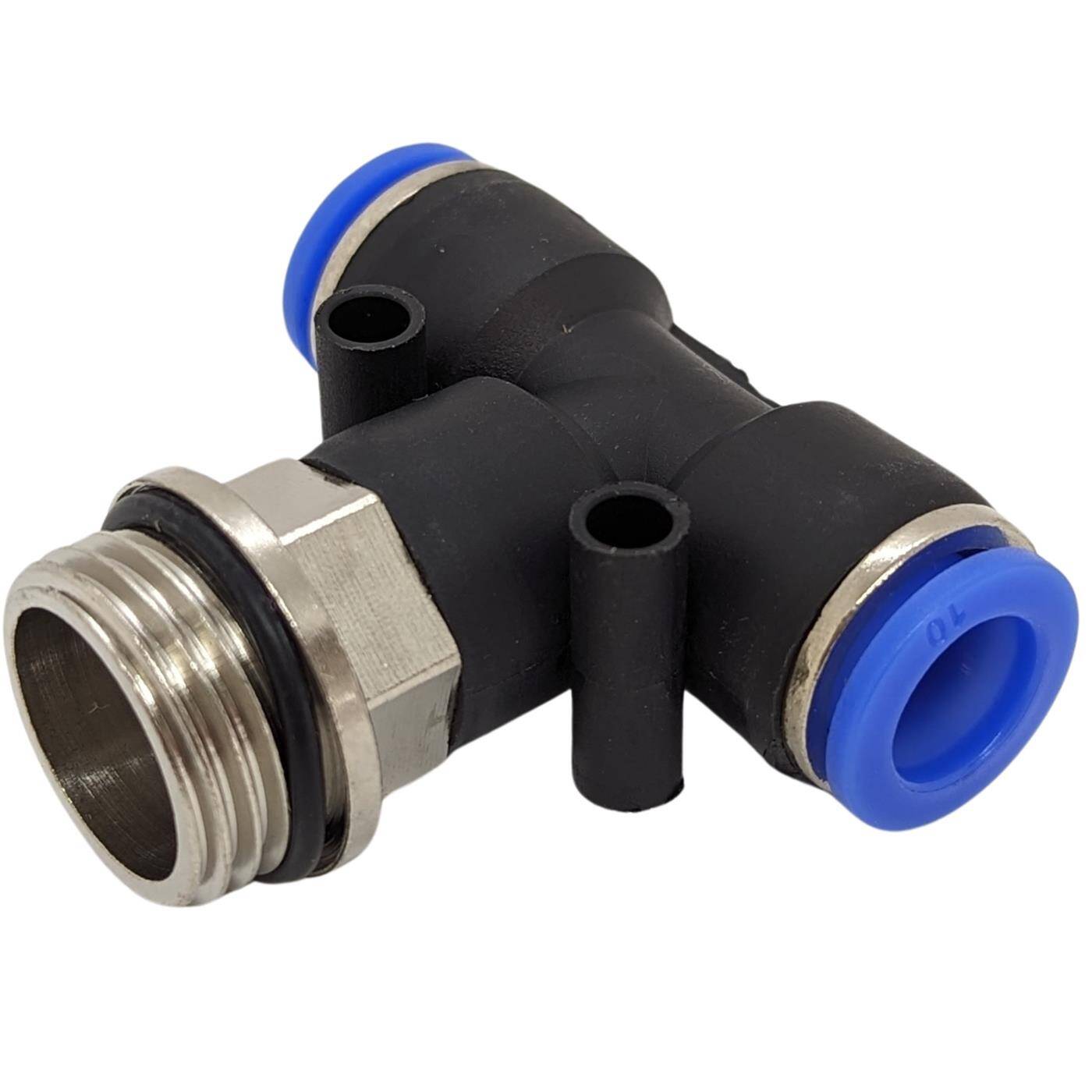 PU hose T-connector fitting with external thread 10mm*1/2inch T-piece Push-in Pneumatic plug connector T-distributor Compressed air