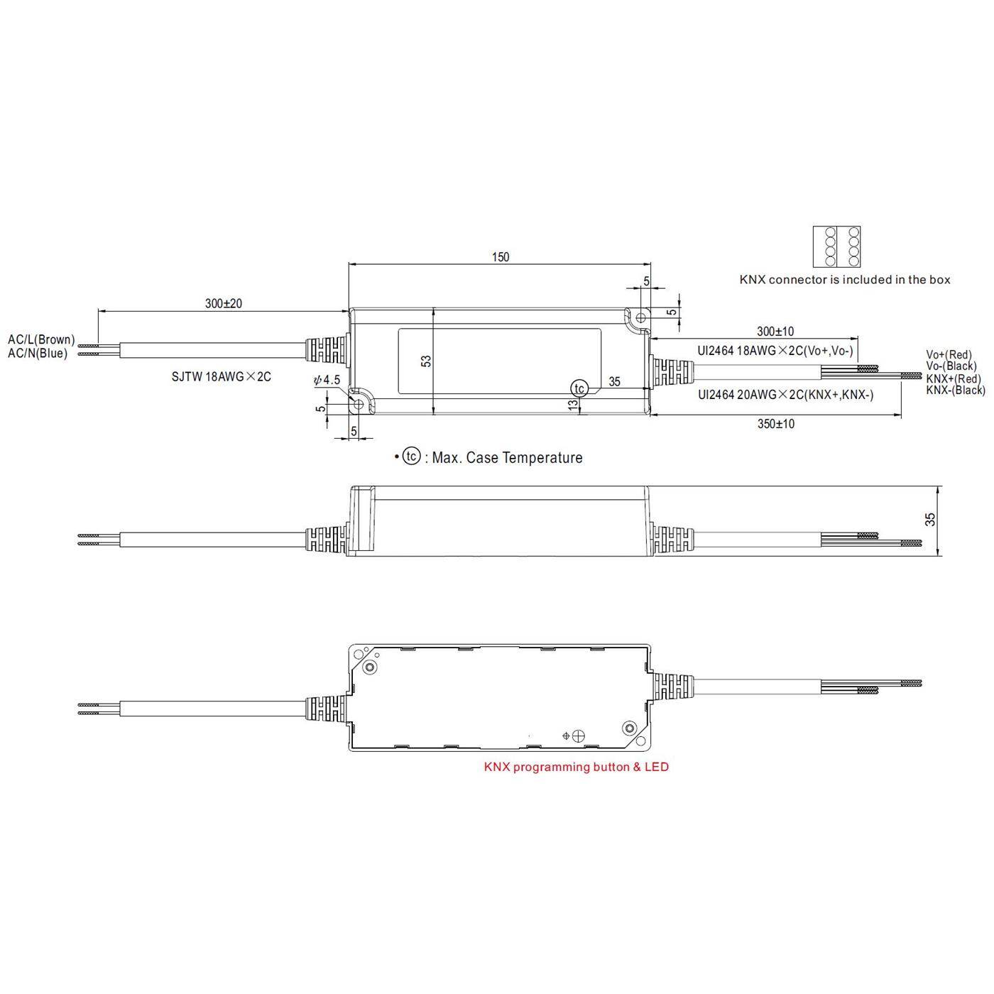 PWM-60-24KN 60W 24V 2,5A LED Netzteil Trafo Treiber IP65 Dimmbar KNX PWM