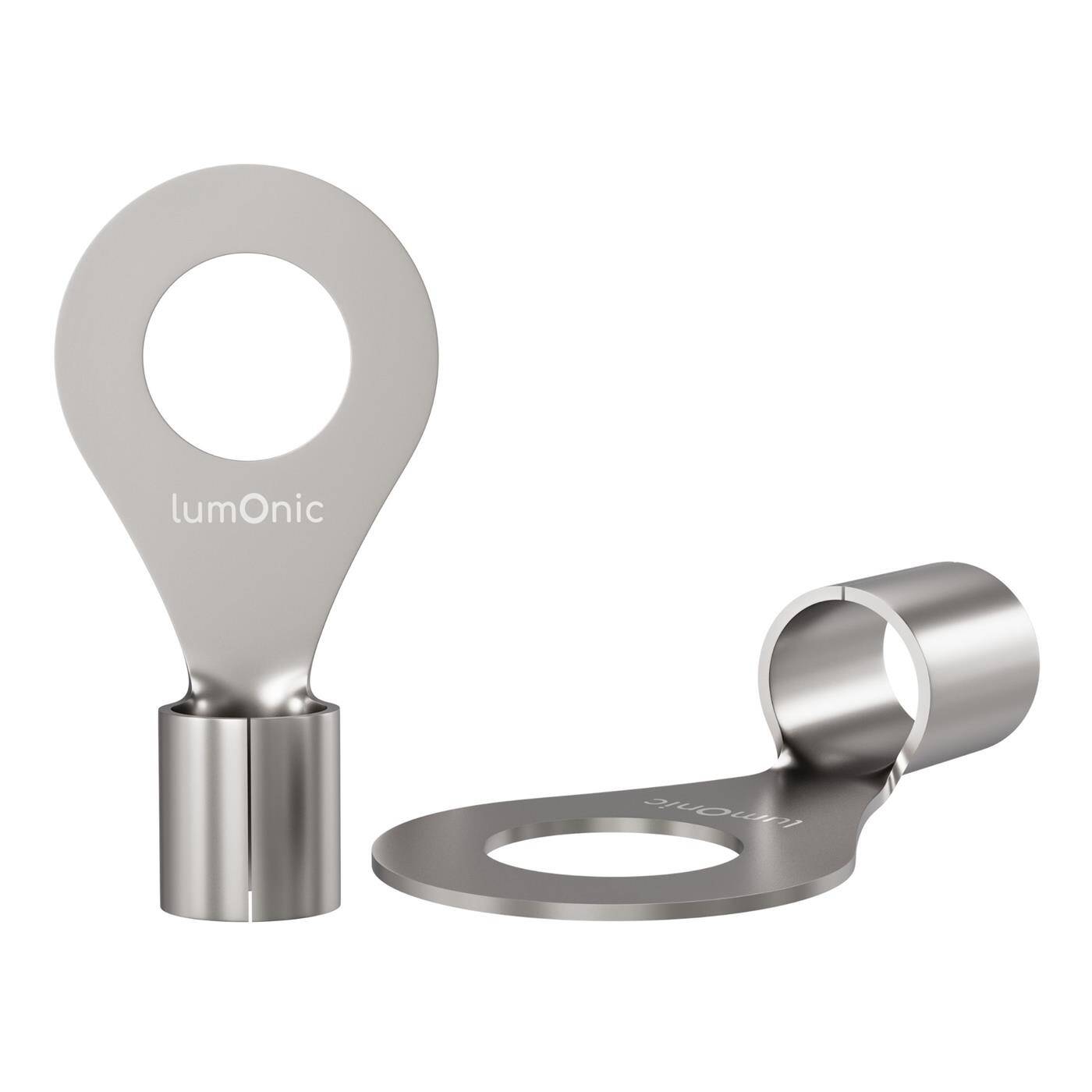 Lumonic 25x Ring cable lug 4,0-6,0mm² blank | M6 | Tinned copper | Secure cable connection without soldering | Crimp cable lug uninsulated | Motor vehicle, mechanical engineering, motorhome, battery